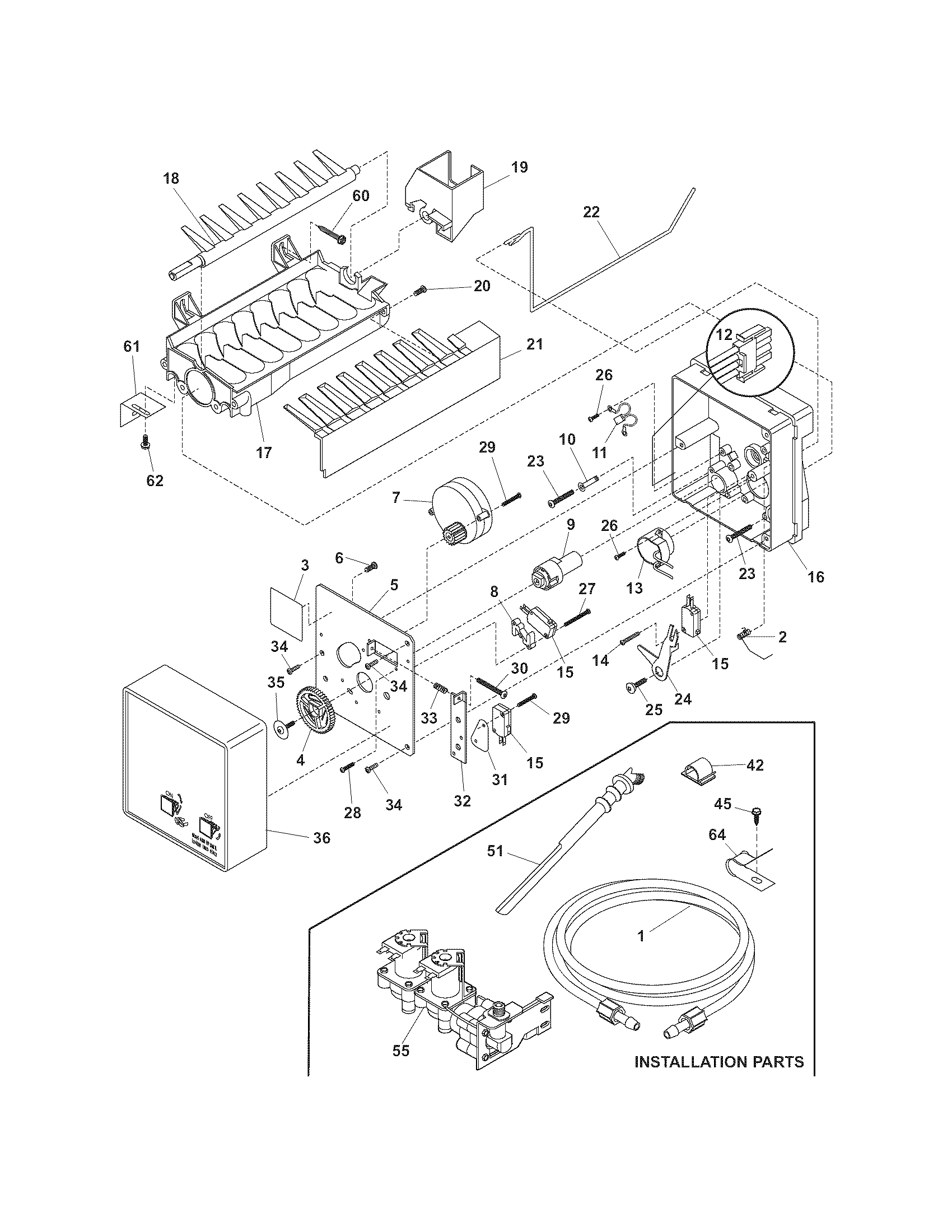 Kenmore 25357399602 ice maker diagram
