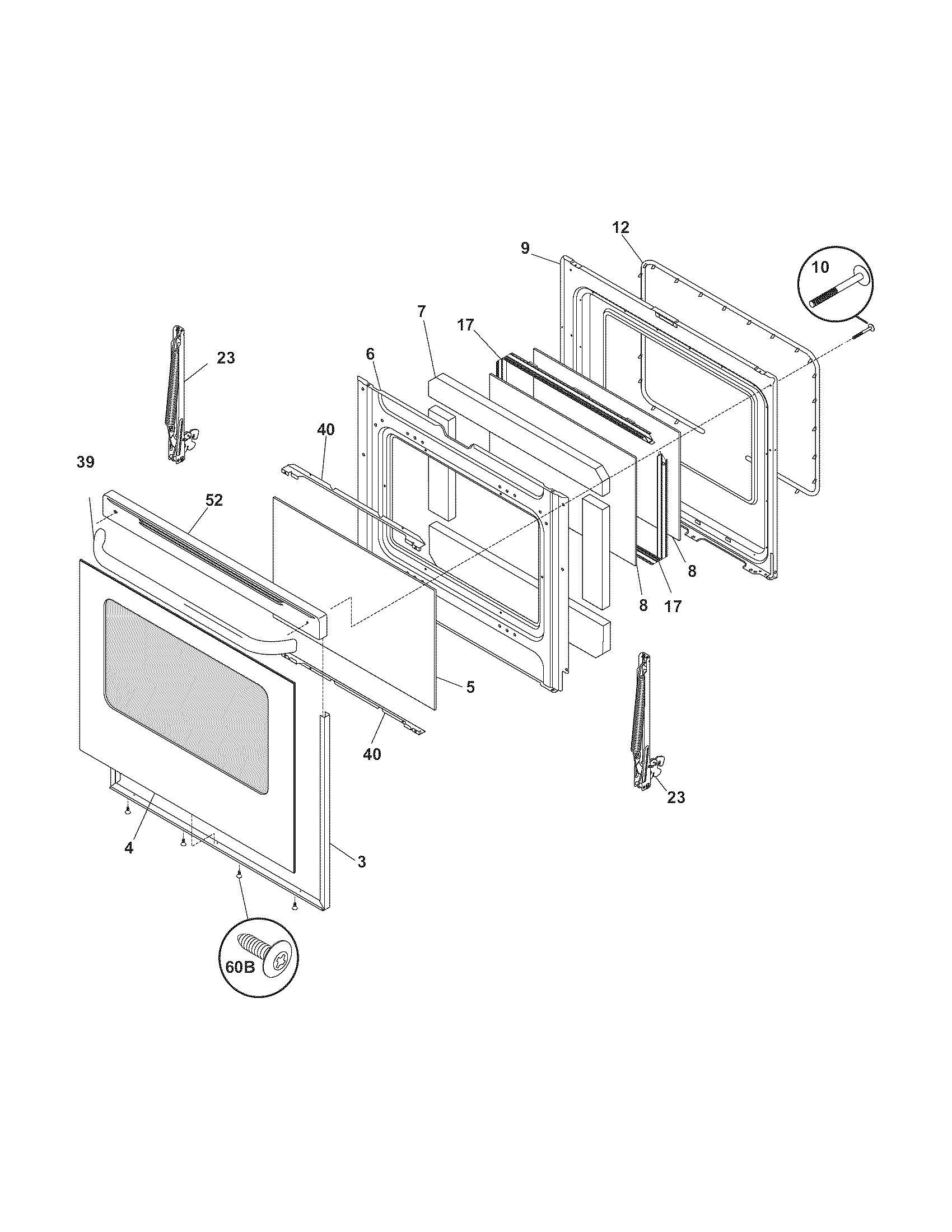 Frigidaire FEF365MXFCA door diagram