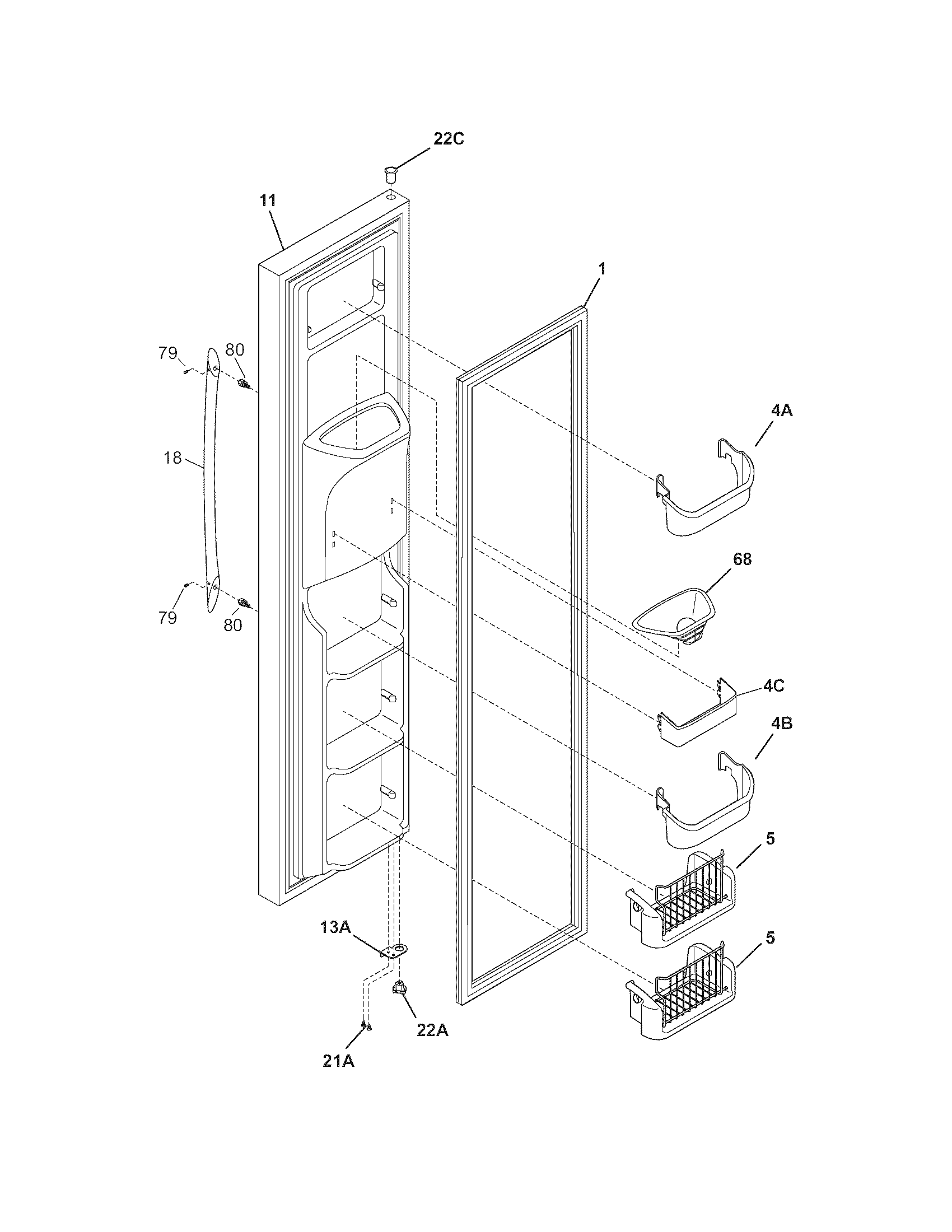 Frigidaire FRS6LC8FS3 freezer door diagram