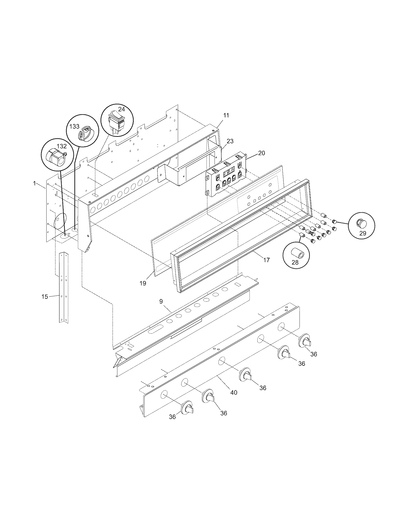 Tappan TGF605EW2 backguard diagram