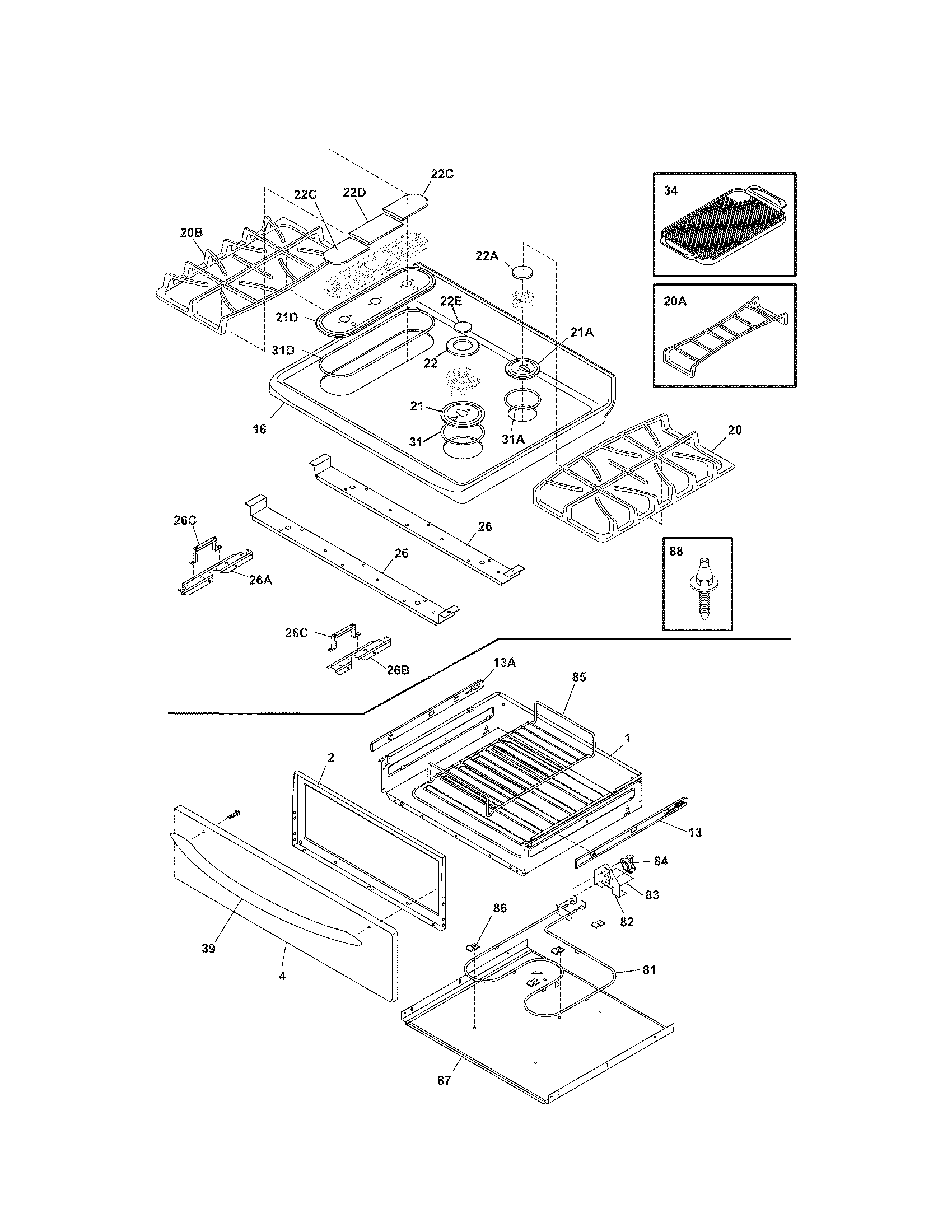 Kenmore Elite 79079443600 top/drawer diagram