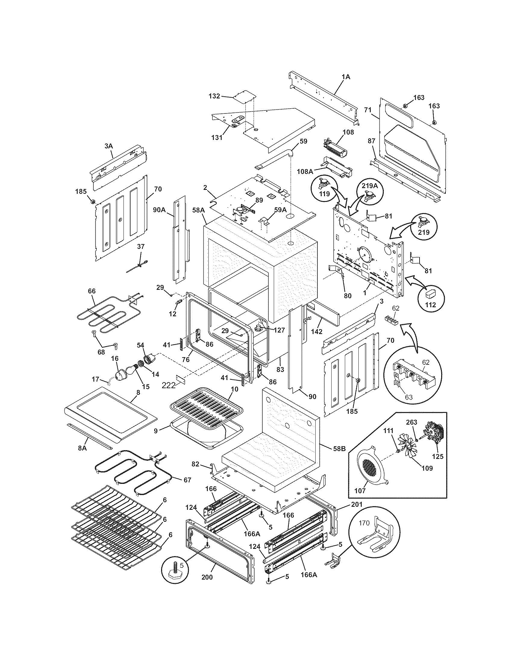 Frigidaire BFES368EC4 body diagram
