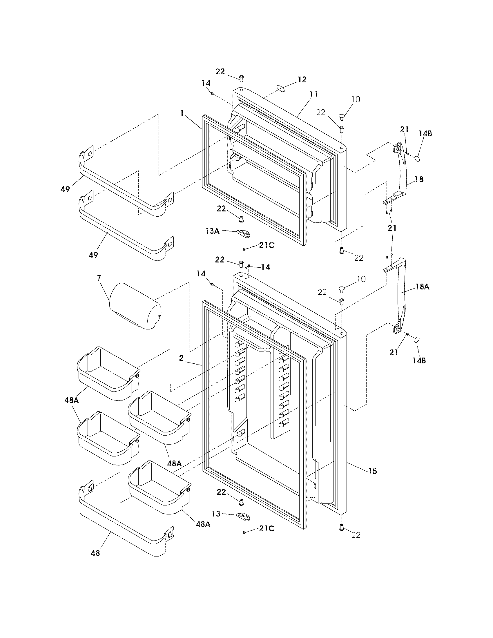 Frigidaire FRT18IL6DBK door diagram