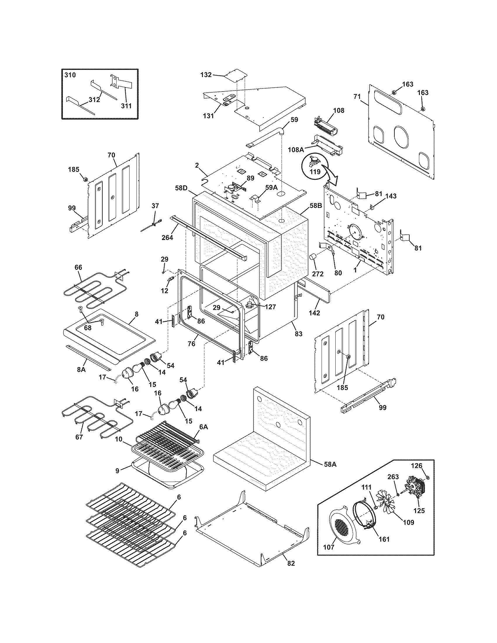 Frigidaire PLEB30T9FCB upper oven diagram