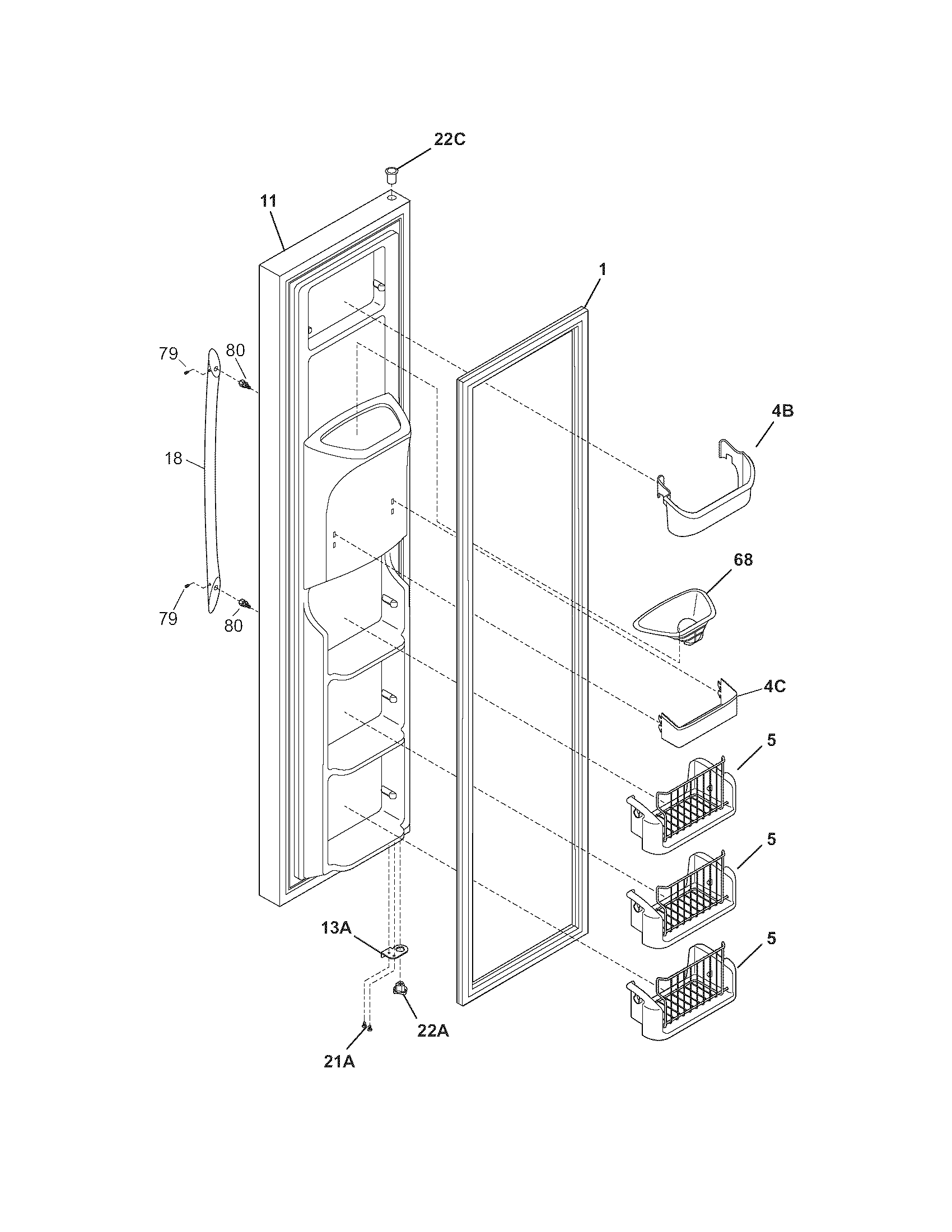 Frigidaire PLHS39EESS2 freezer door diagram