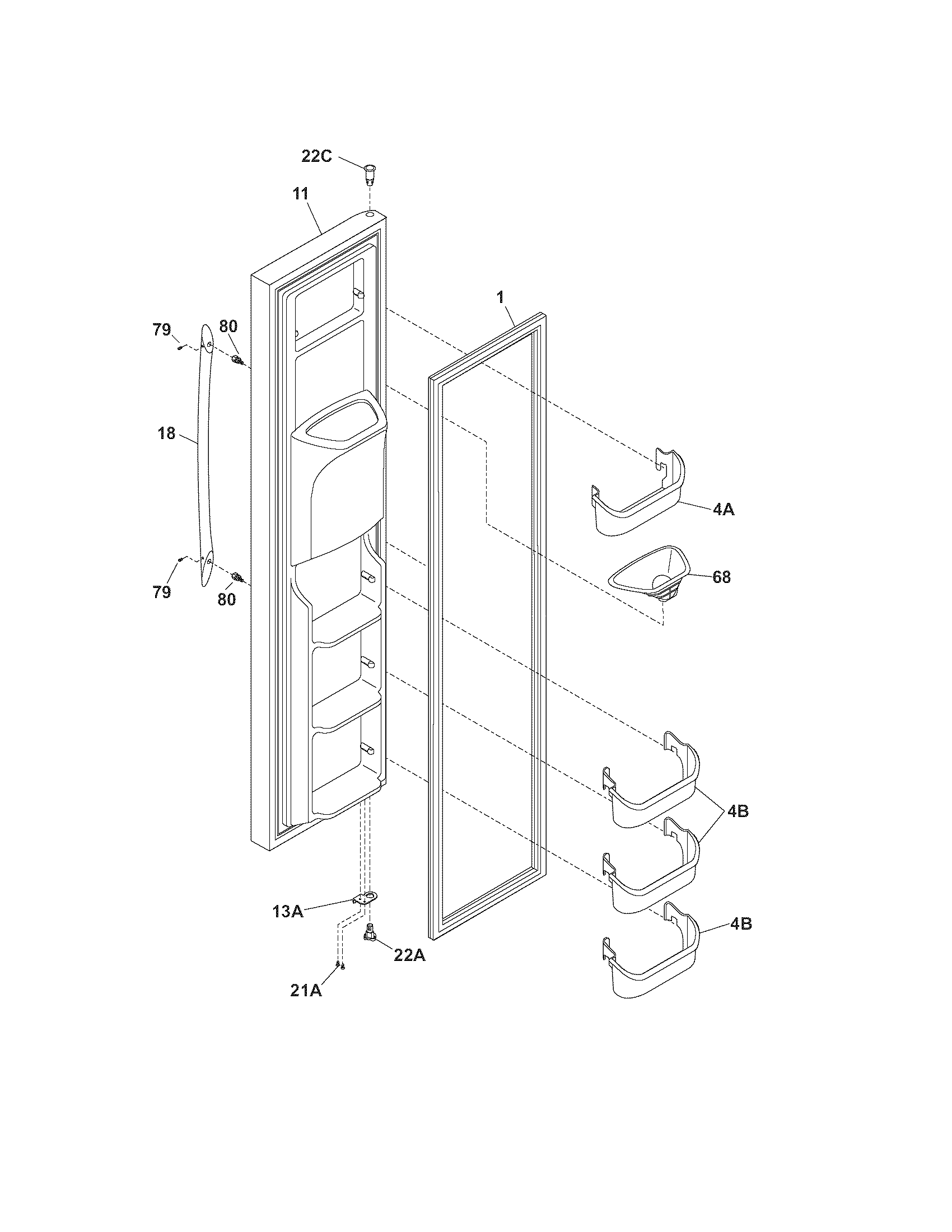 Kenmore 25356973603 freezer door diagram