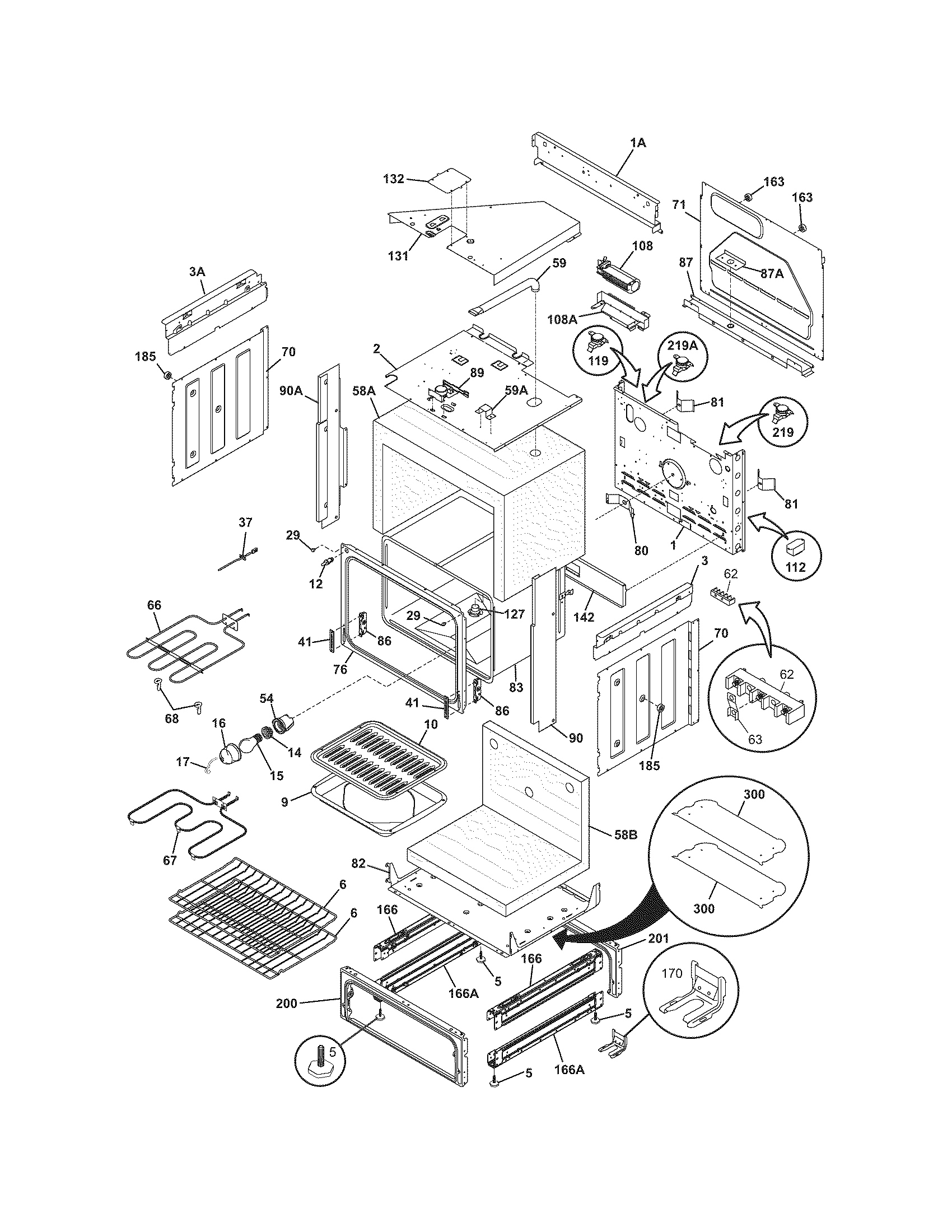 Frigidaire FES365EBC body diagram