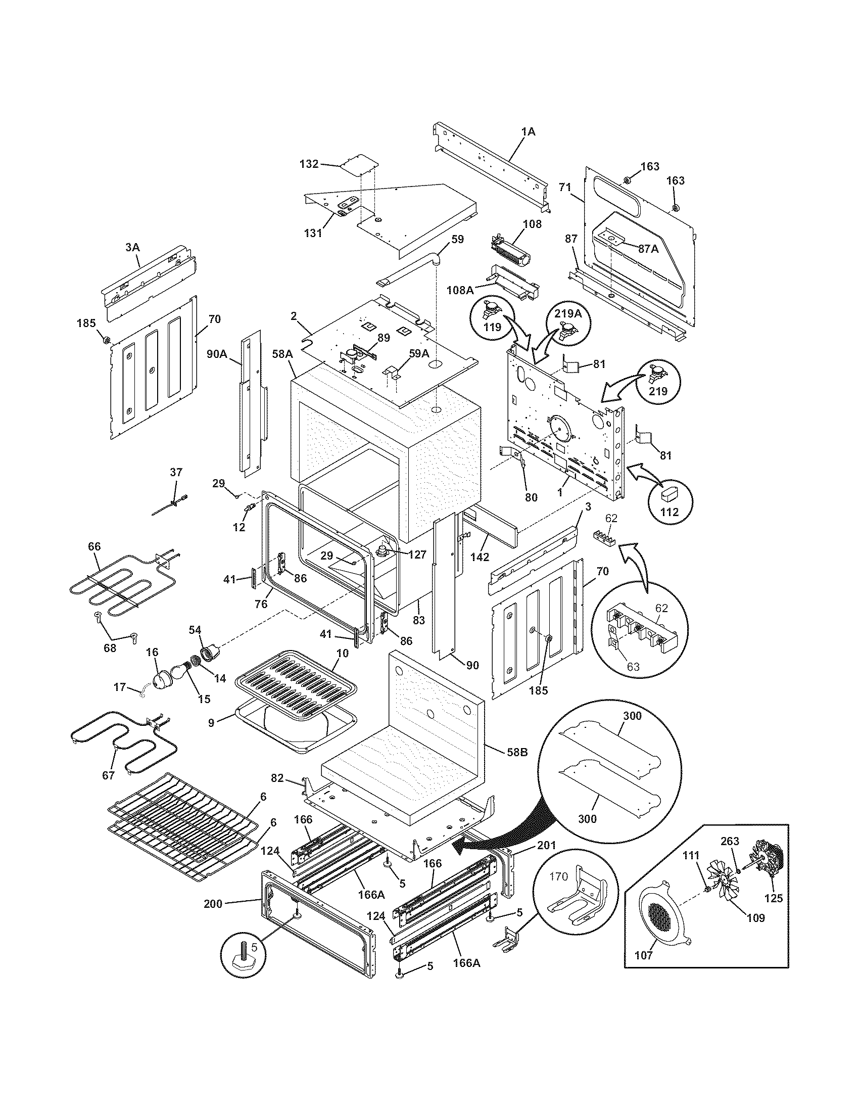 Frigidaire FES366ECE body diagram