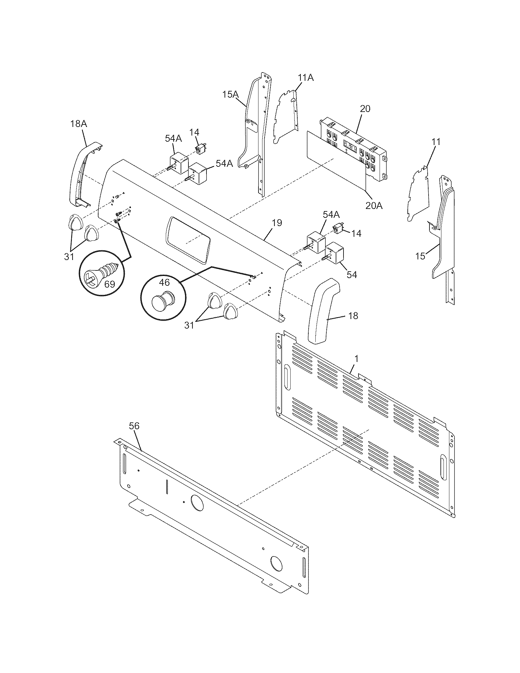 White-Westinghouse WEF360ESD backguard diagram
