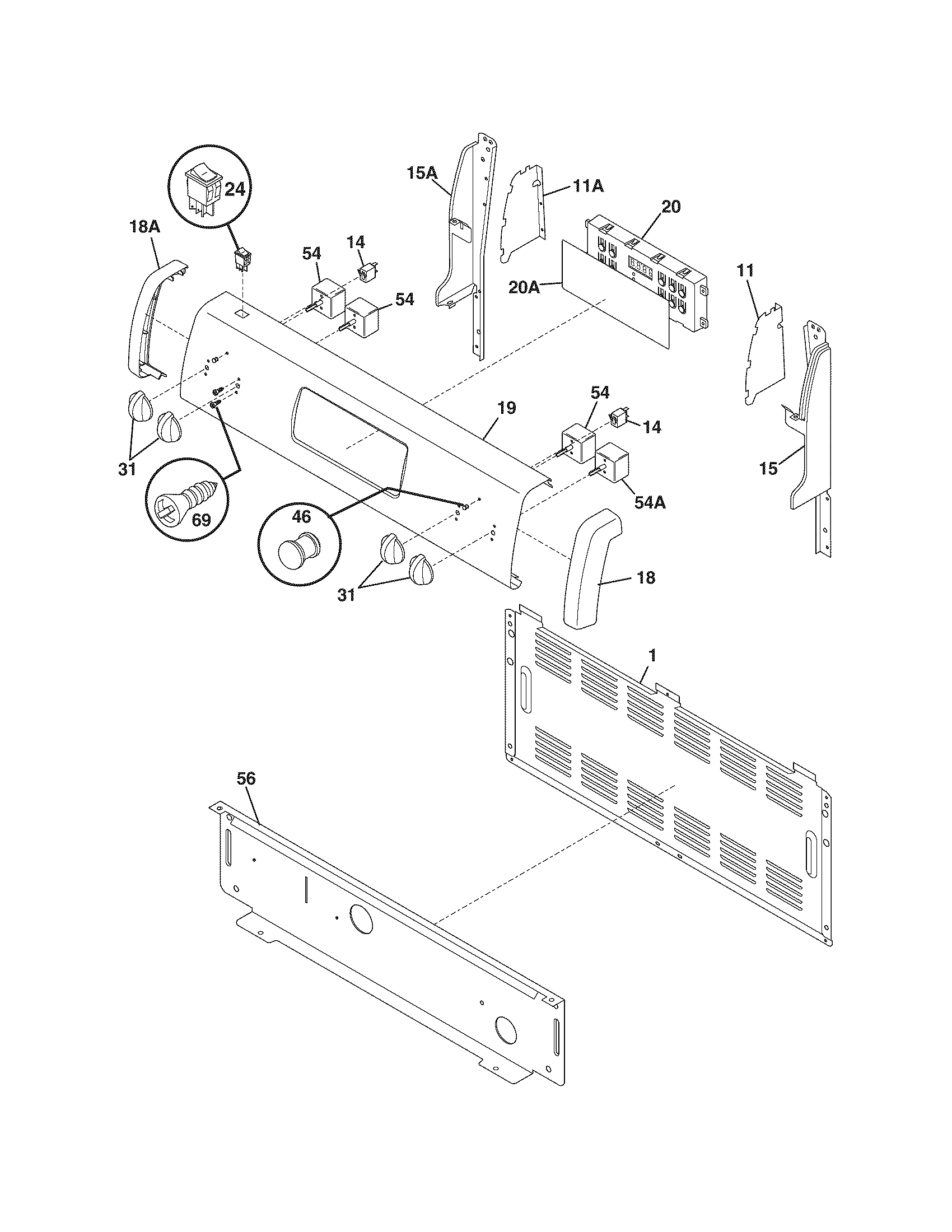 White-Westinghouse WEF361ESD backguard diagram