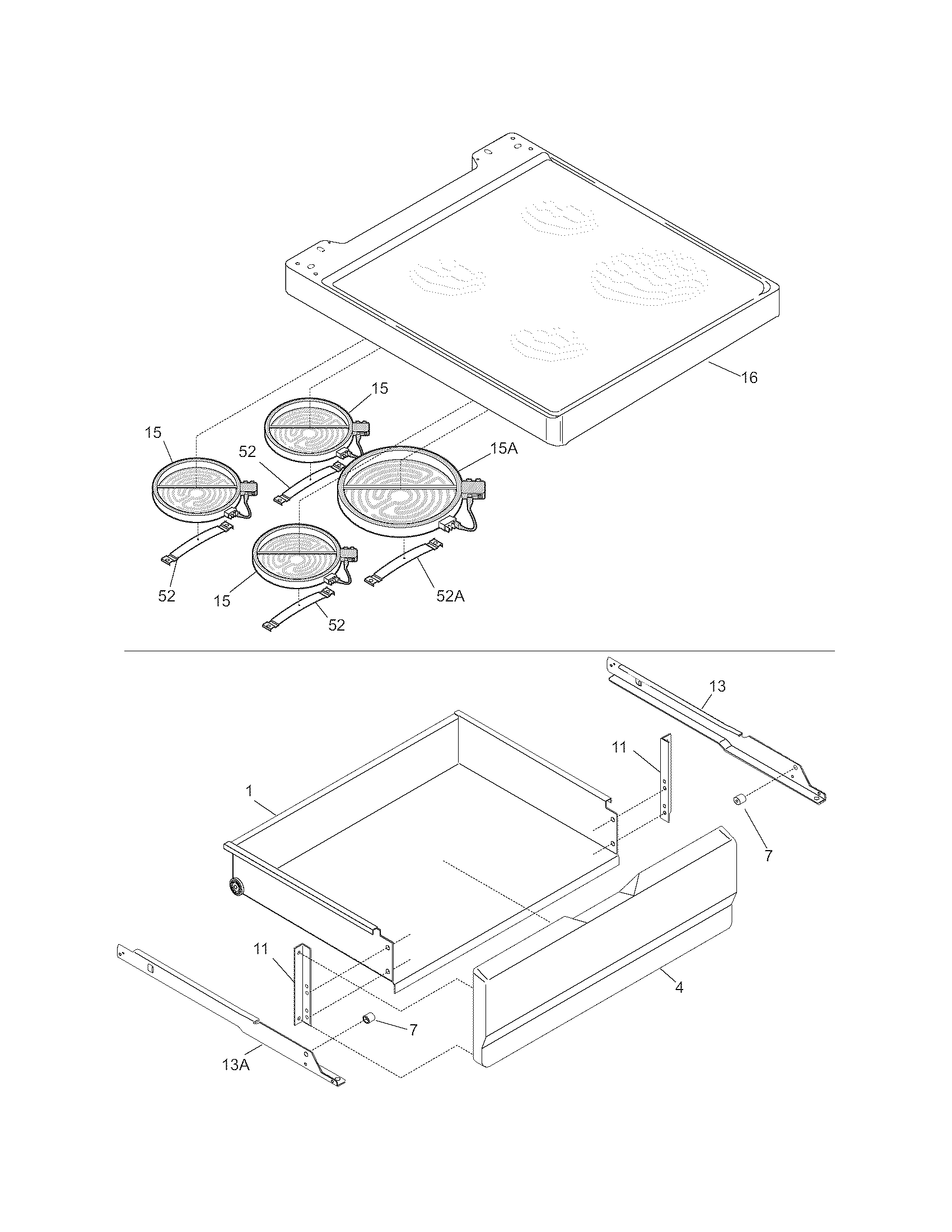 Frigidaire CFEF272DC4 top/drawer diagram