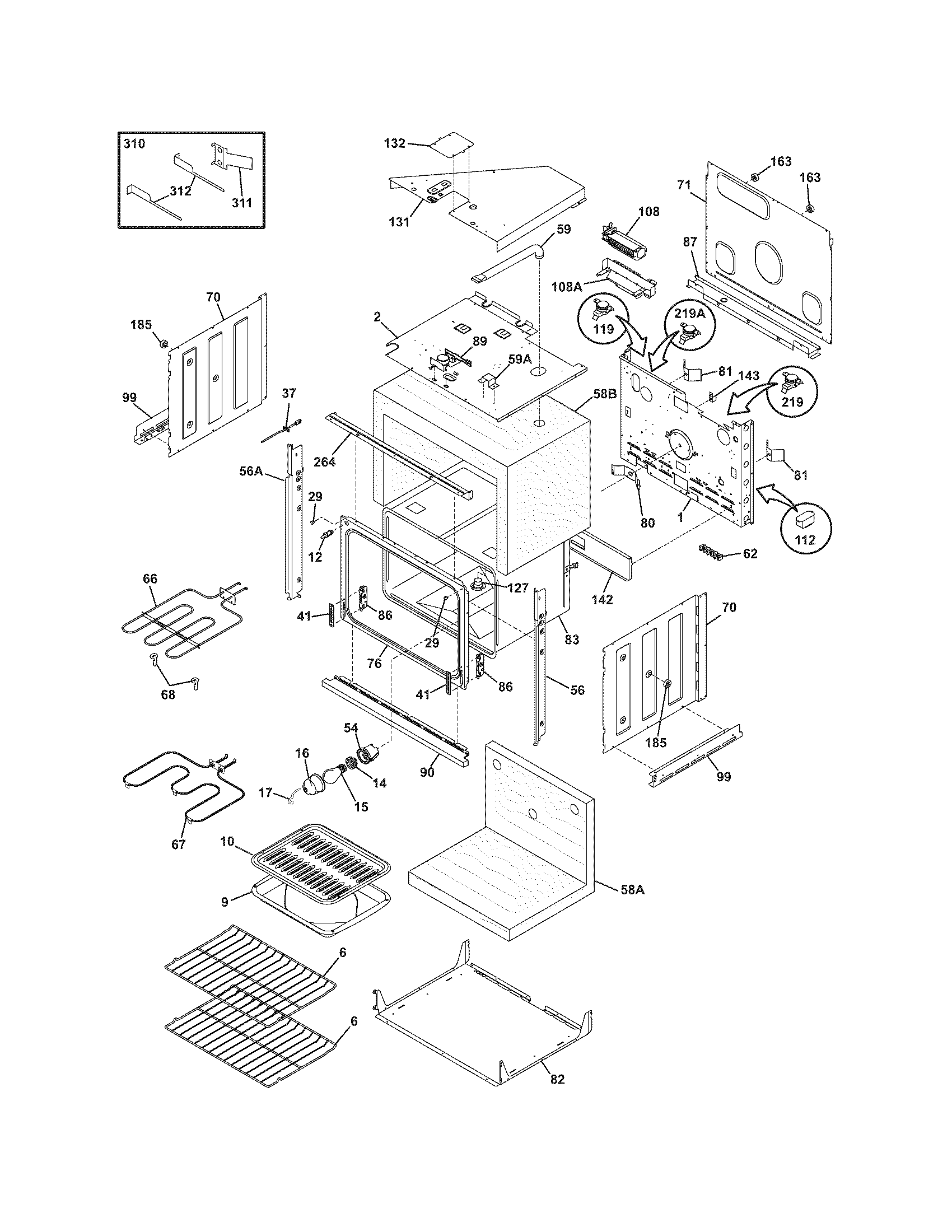 Frigidaire CFEB30S5DC4 body diagram