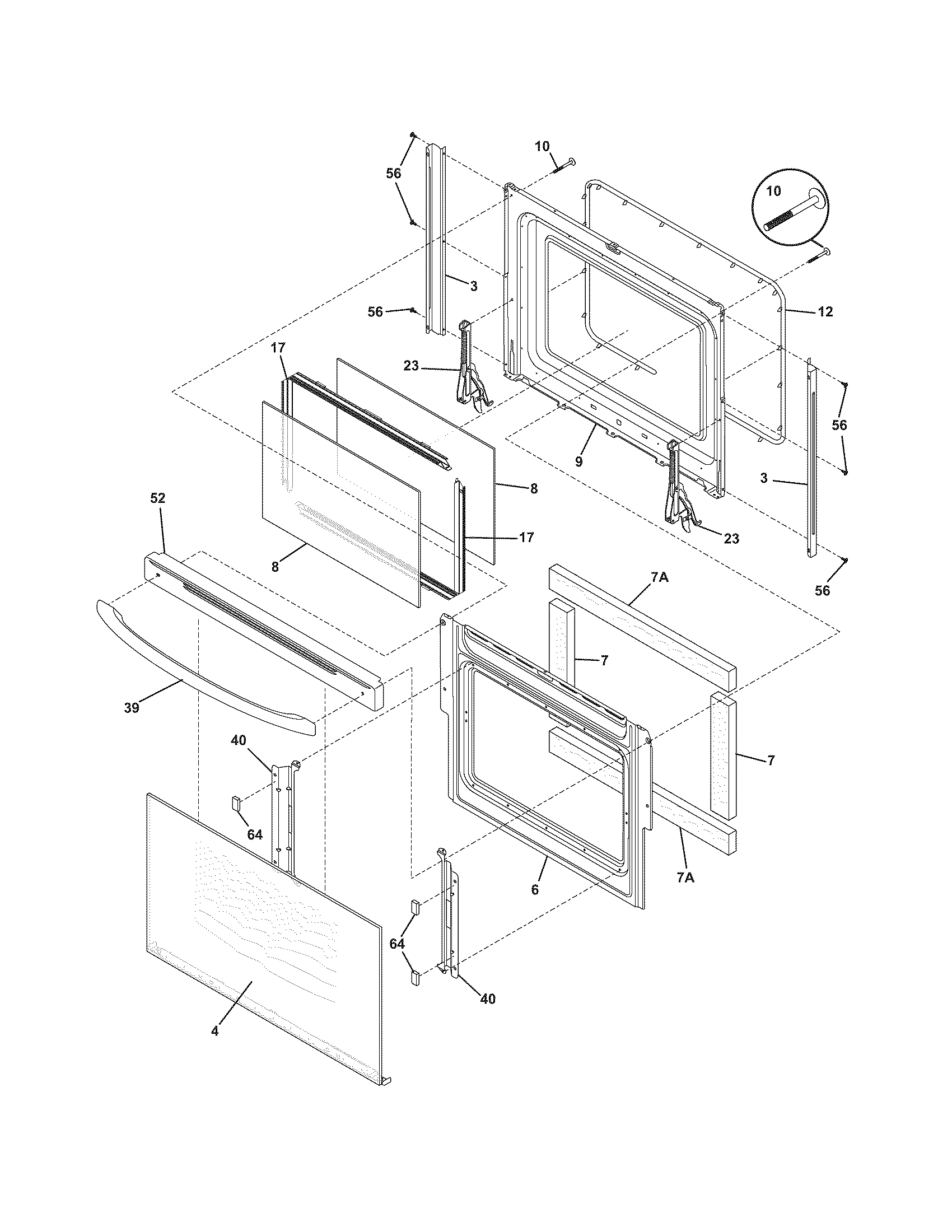 Frigidaire PFEF373ES3 door diagram