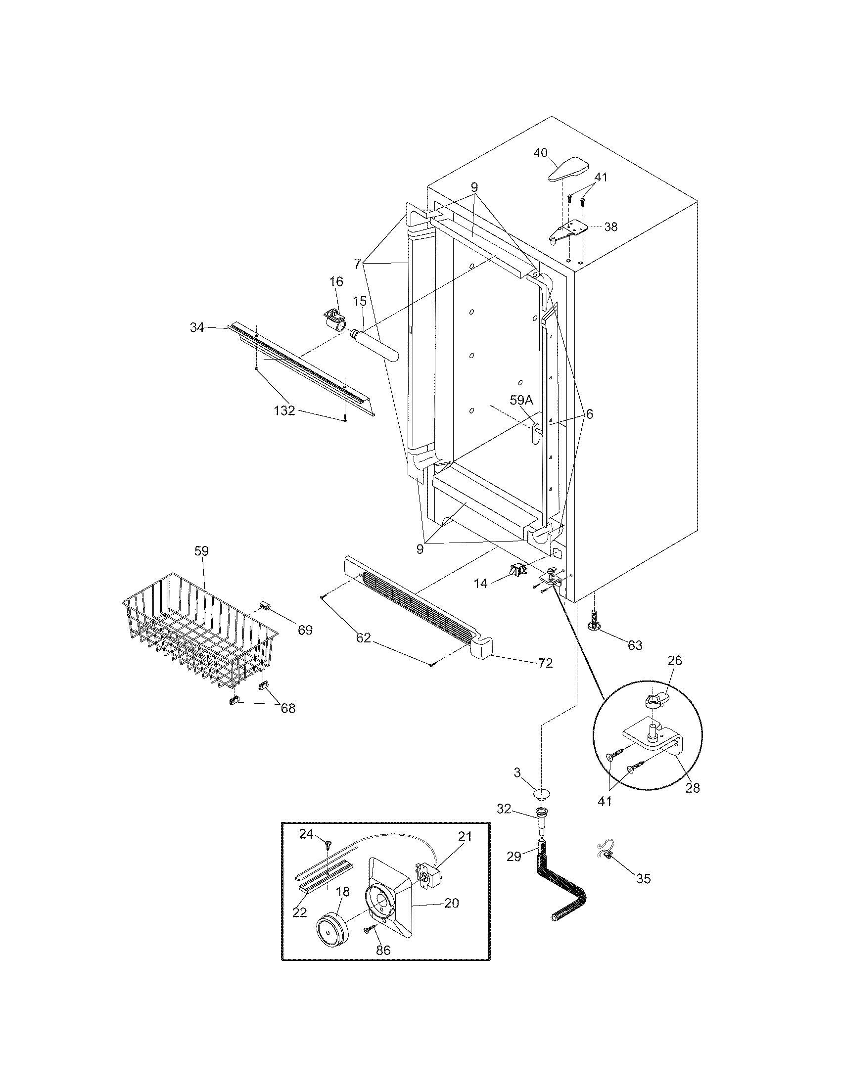 Frigidaire FFU2124DW9 cabinet diagram