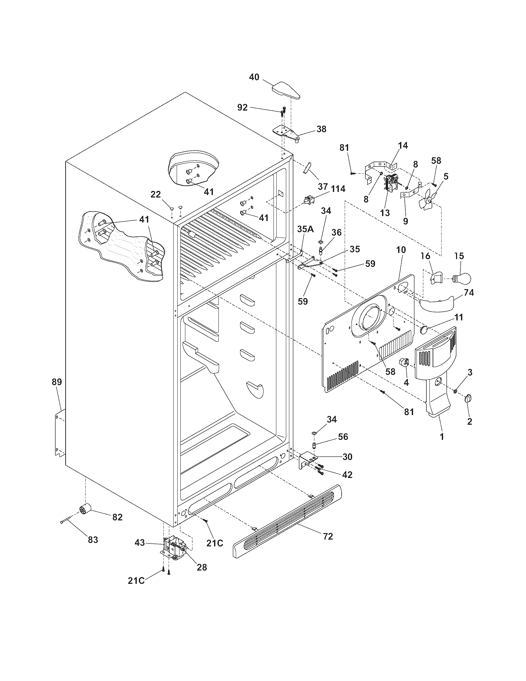 Frigidaire GLRT212IDBA cabinet diagram