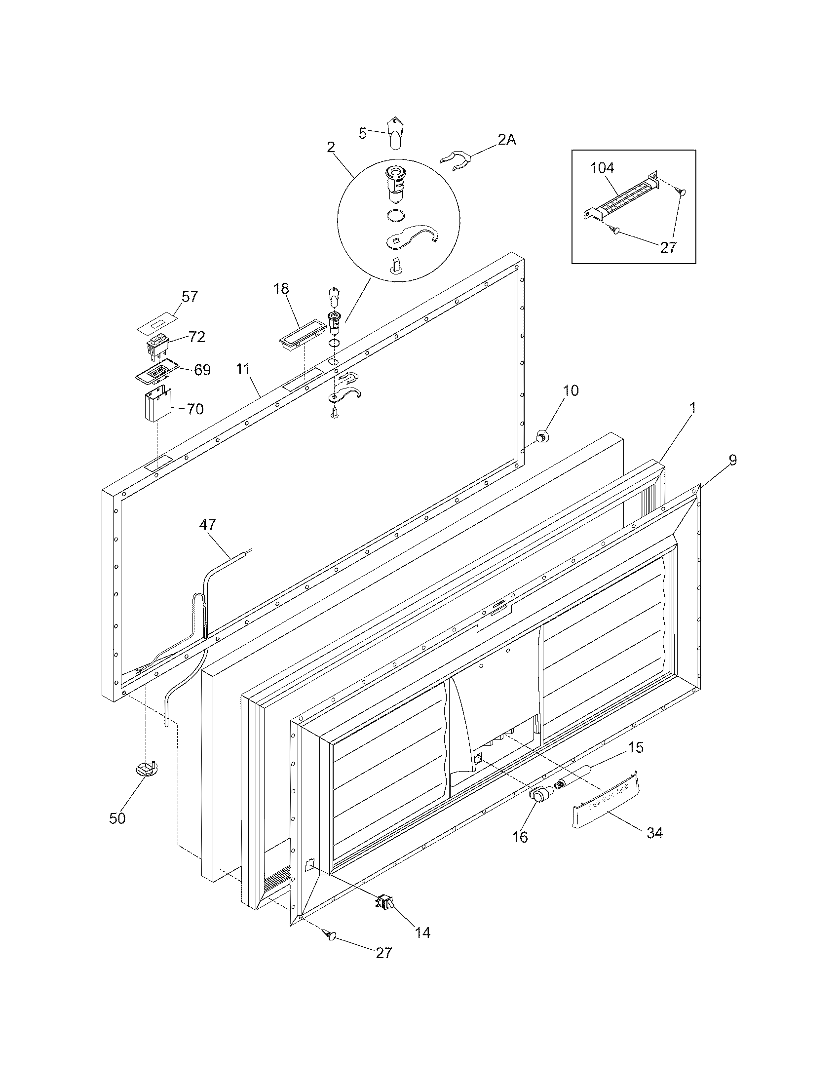 Frigidaire FCCS151FW1 door diagram