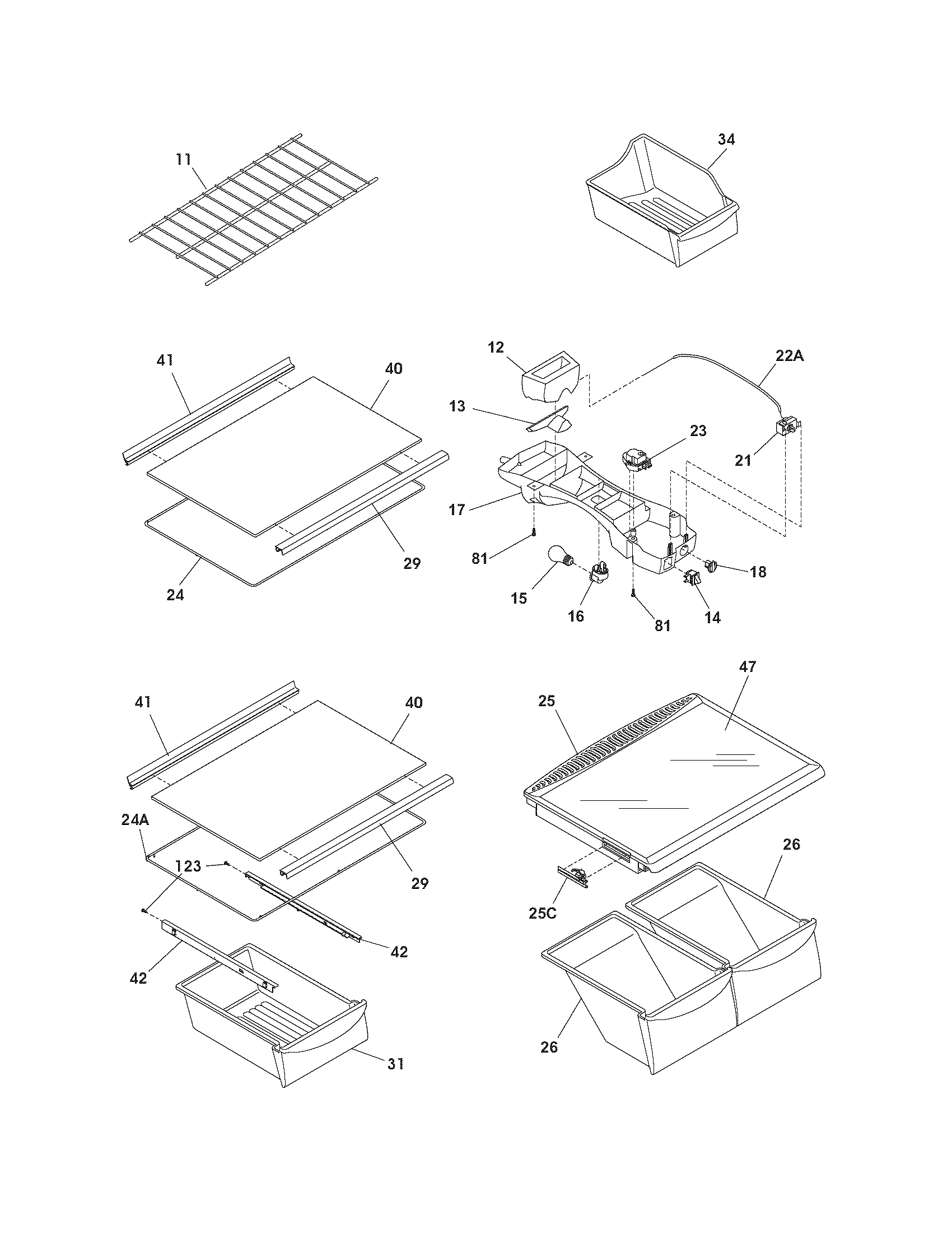 Crosley CRTE183IAW1 shelves diagram