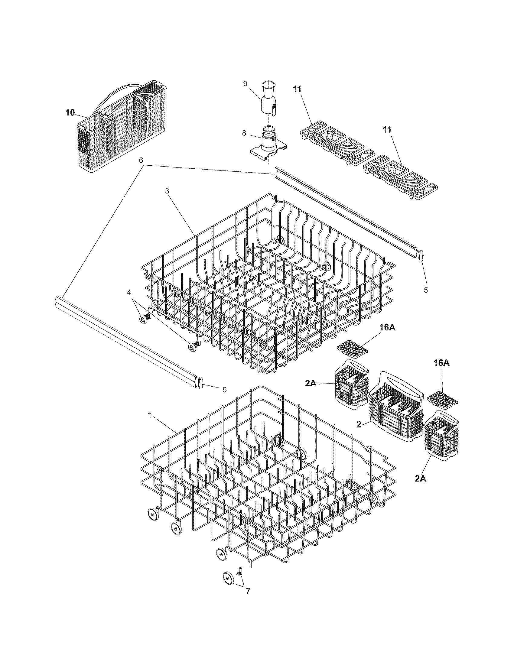 Kenmore 58716192402 racks diagram