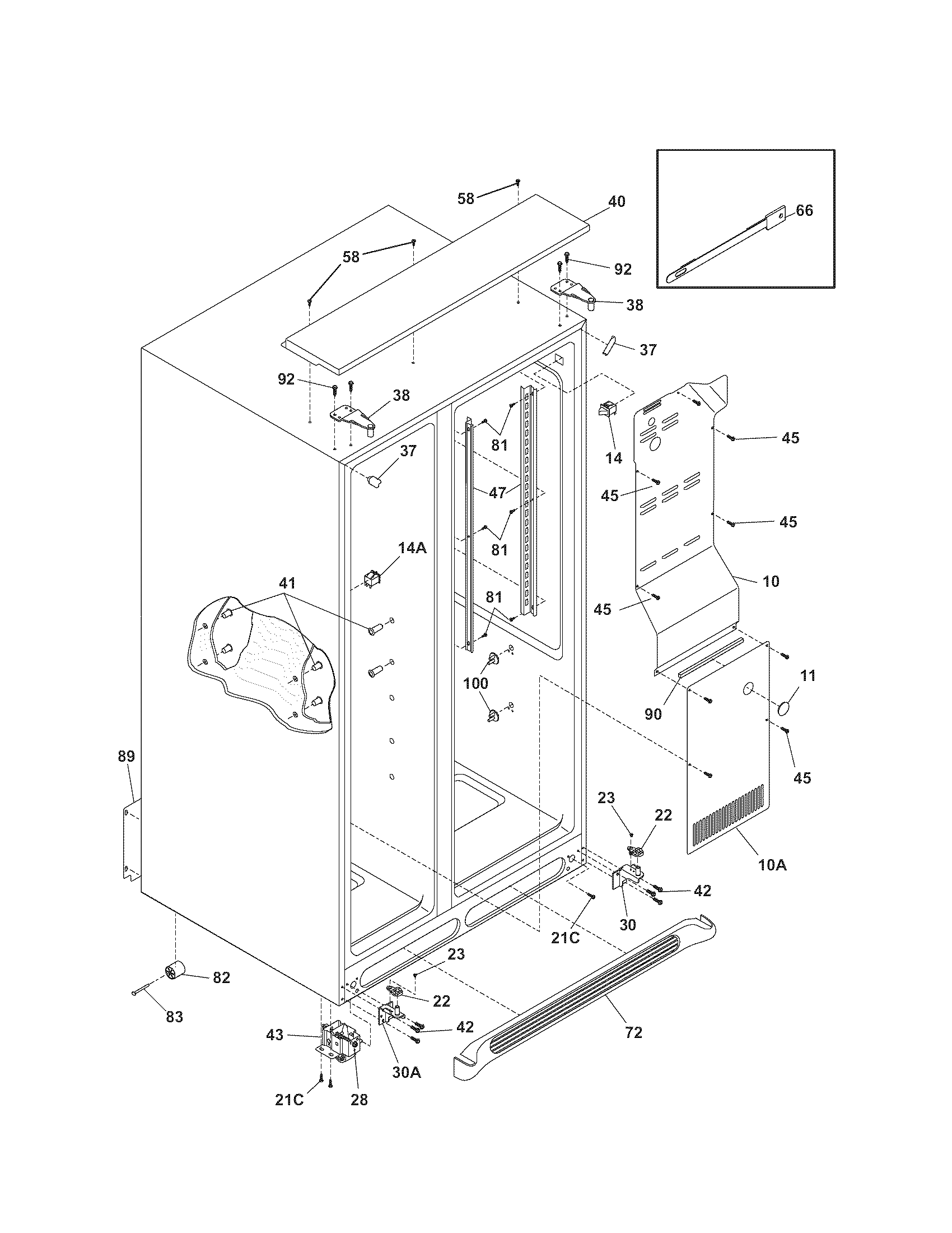 Kenmore Elite 25357102601 cabinet diagram