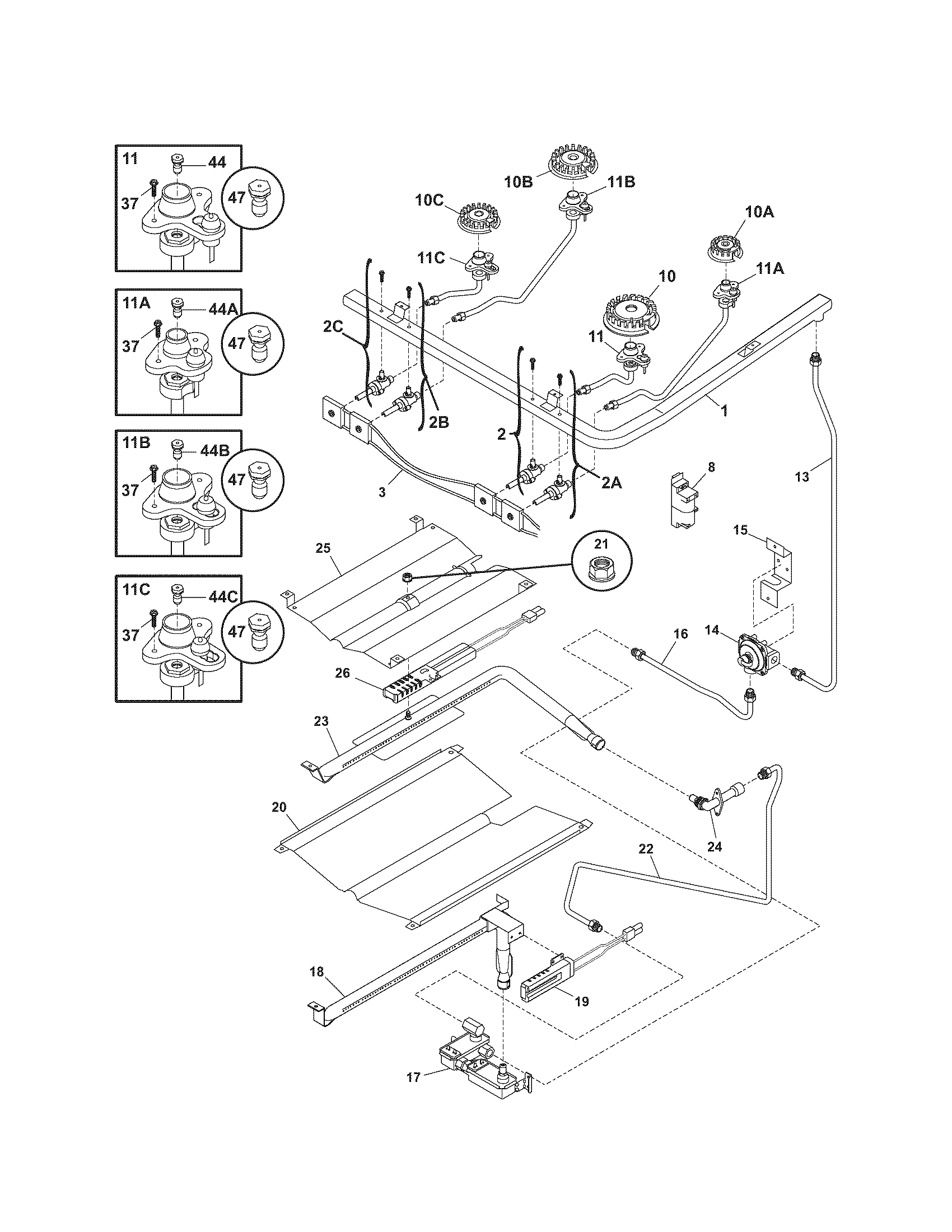 Kenmore 79078782407 burner diagram