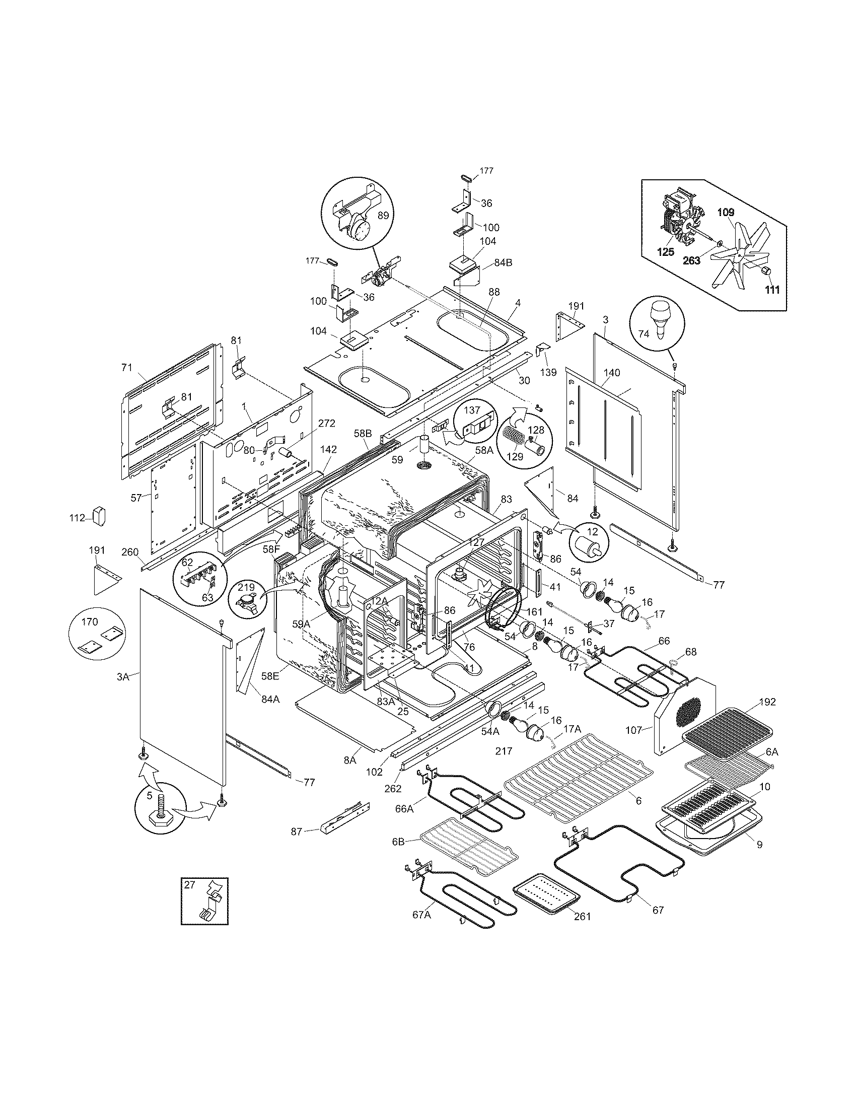 Frigidaire PLEF489CCG body diagram