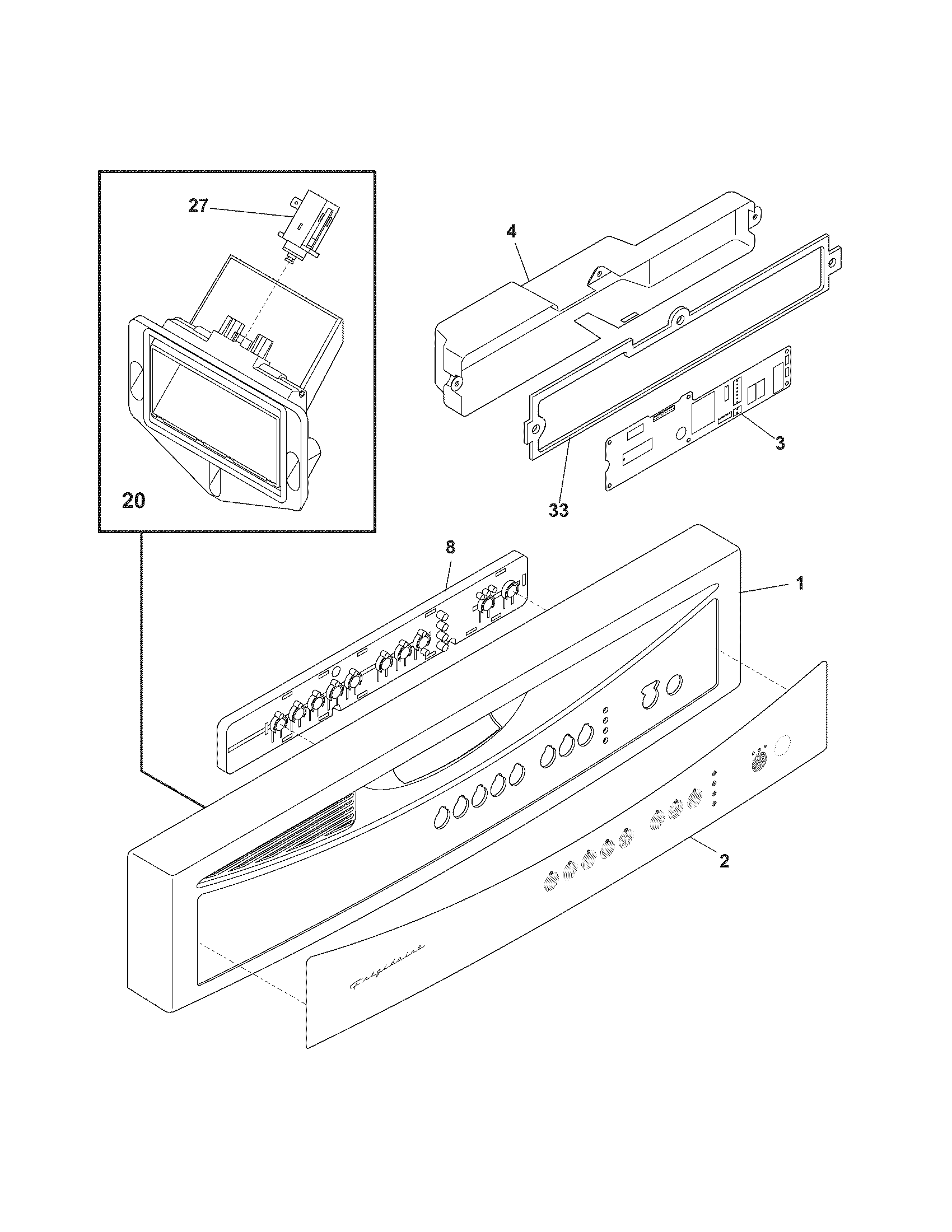 Frigidaire FDB1501BFQ0 control panel diagram