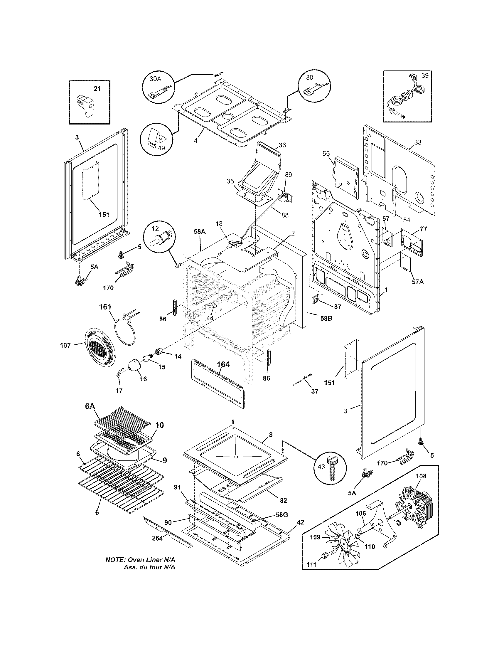 Frigidaire GLGFM96FPWB body diagram
