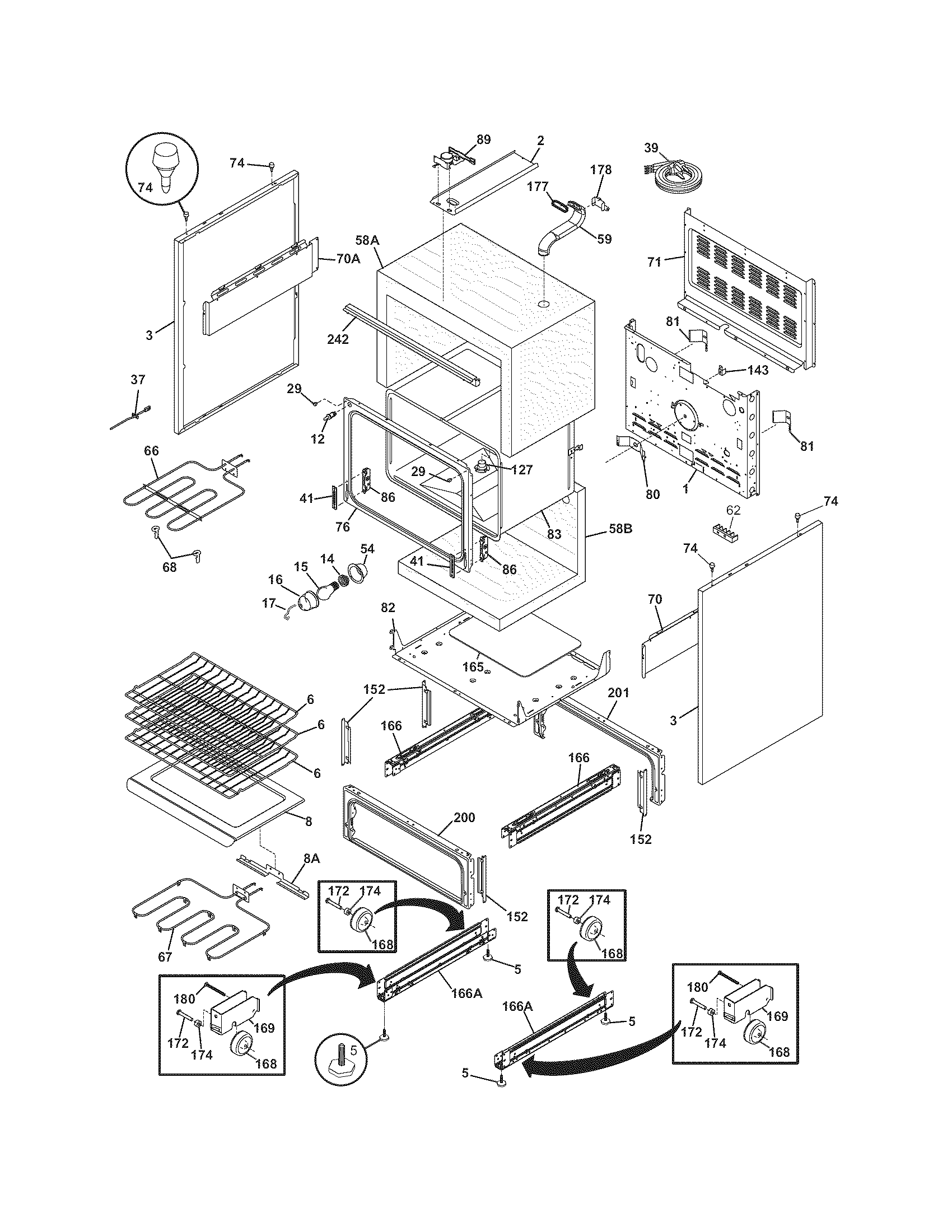 Frigidaire BFEF374EB4 body diagram