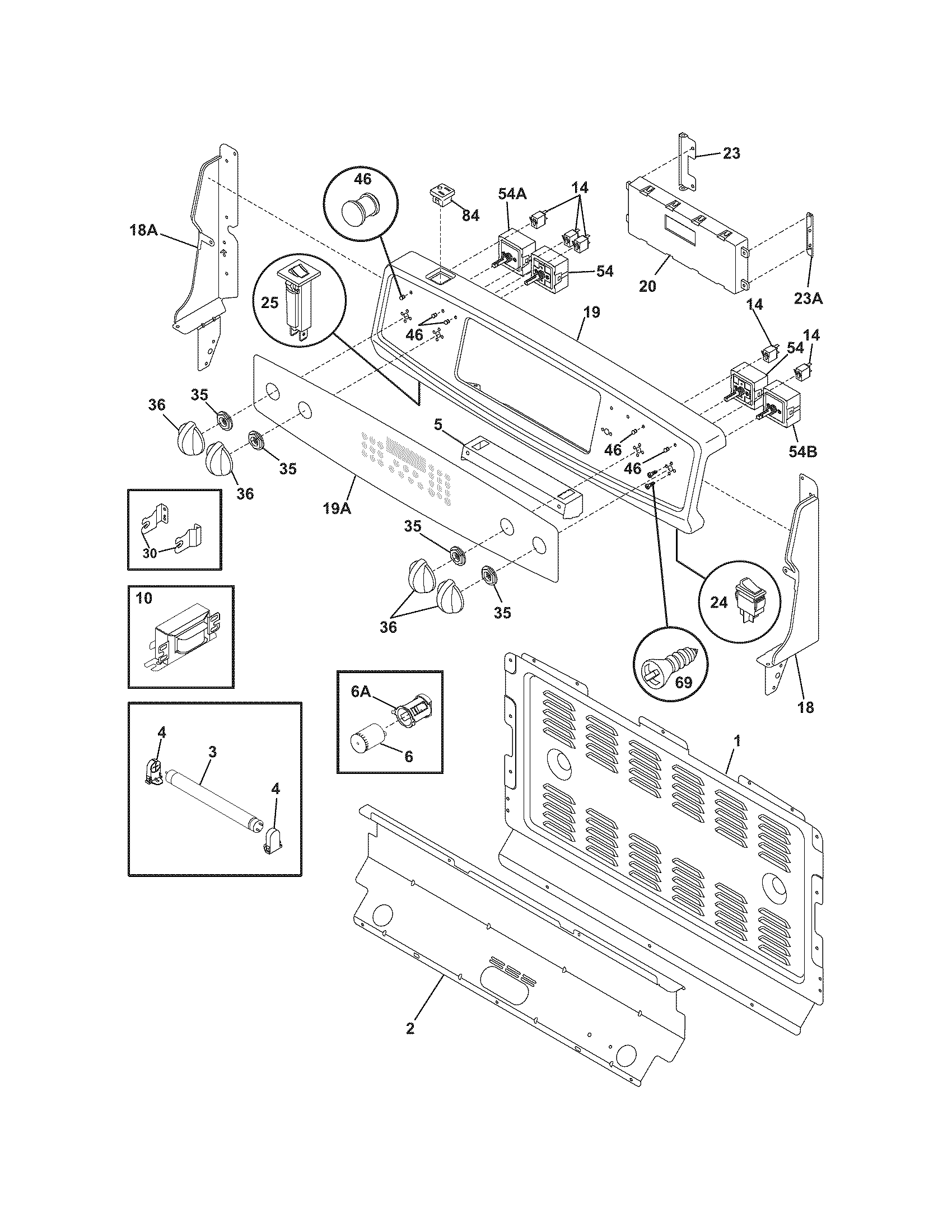 Frigidaire PFEF374EC3 backguard diagram