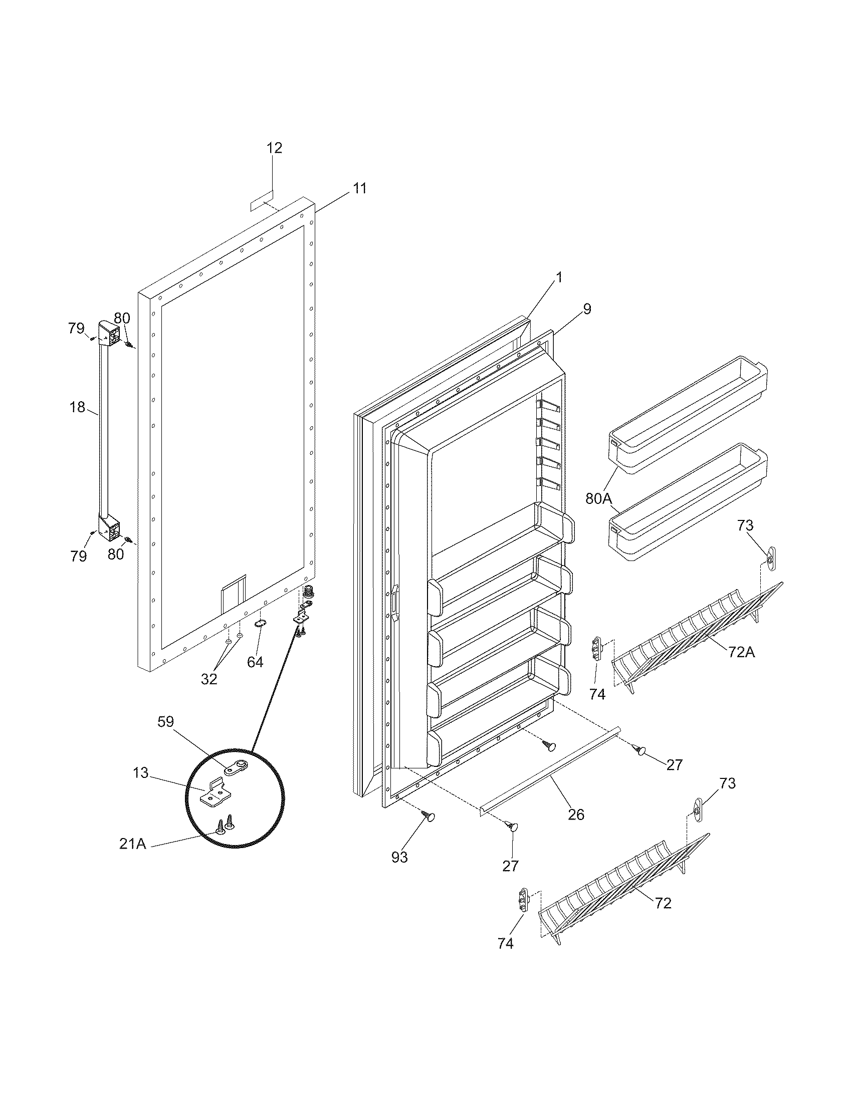 Electrolux E32AF75FPS0 door diagram