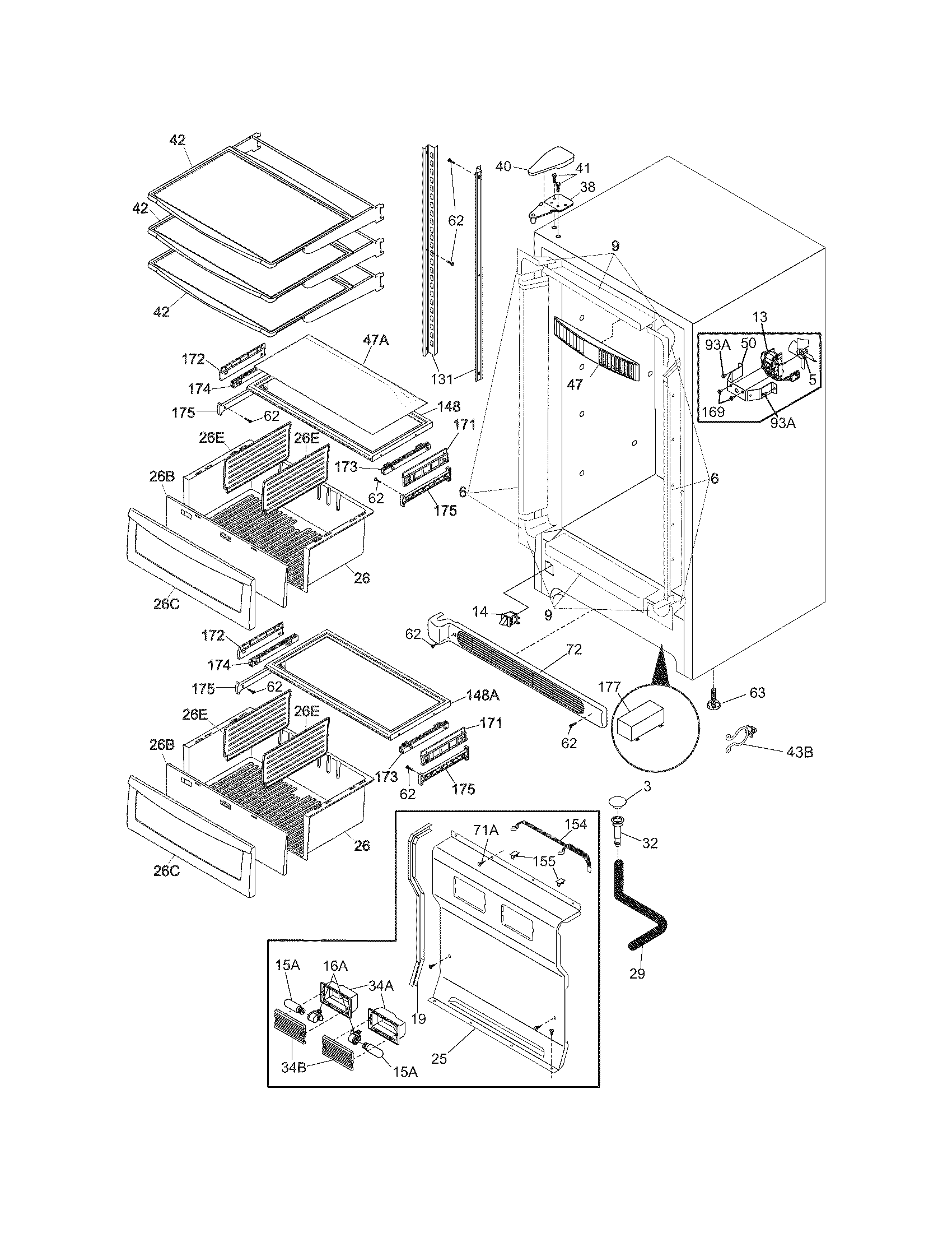 Electrolux E32AF75FPS0 cabinet diagram
