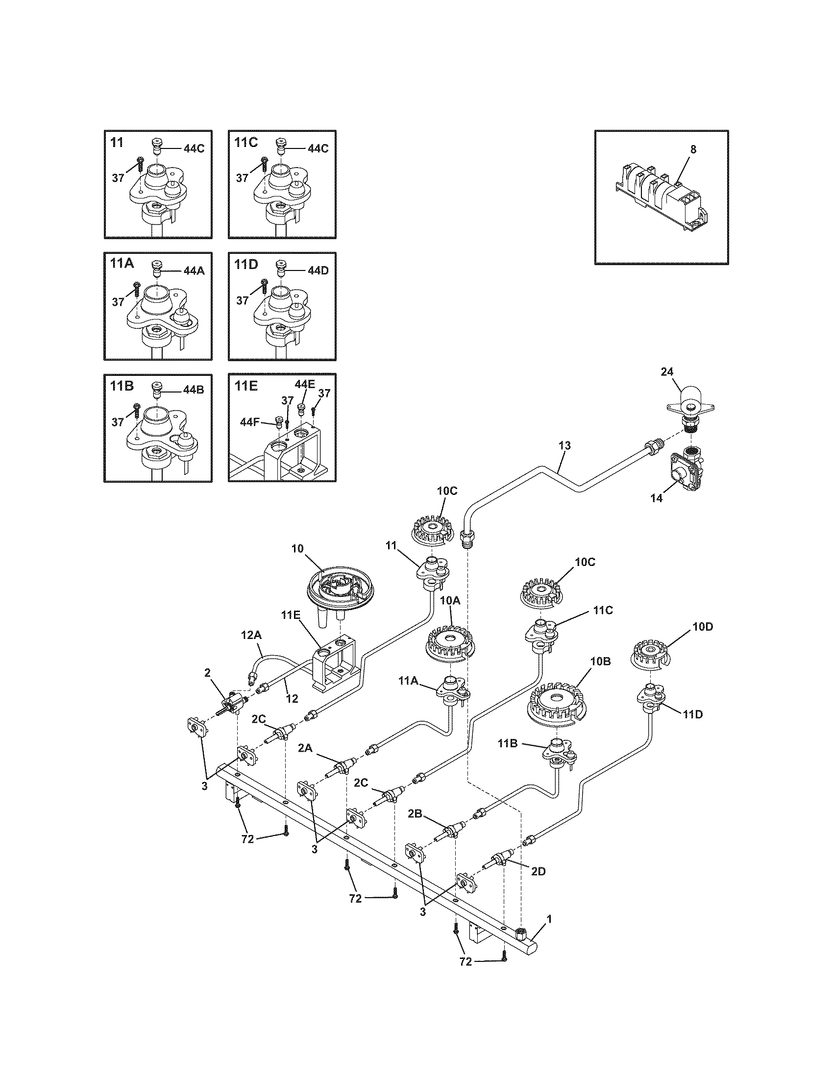 Kenmore Pro 79030503601 burner diagram