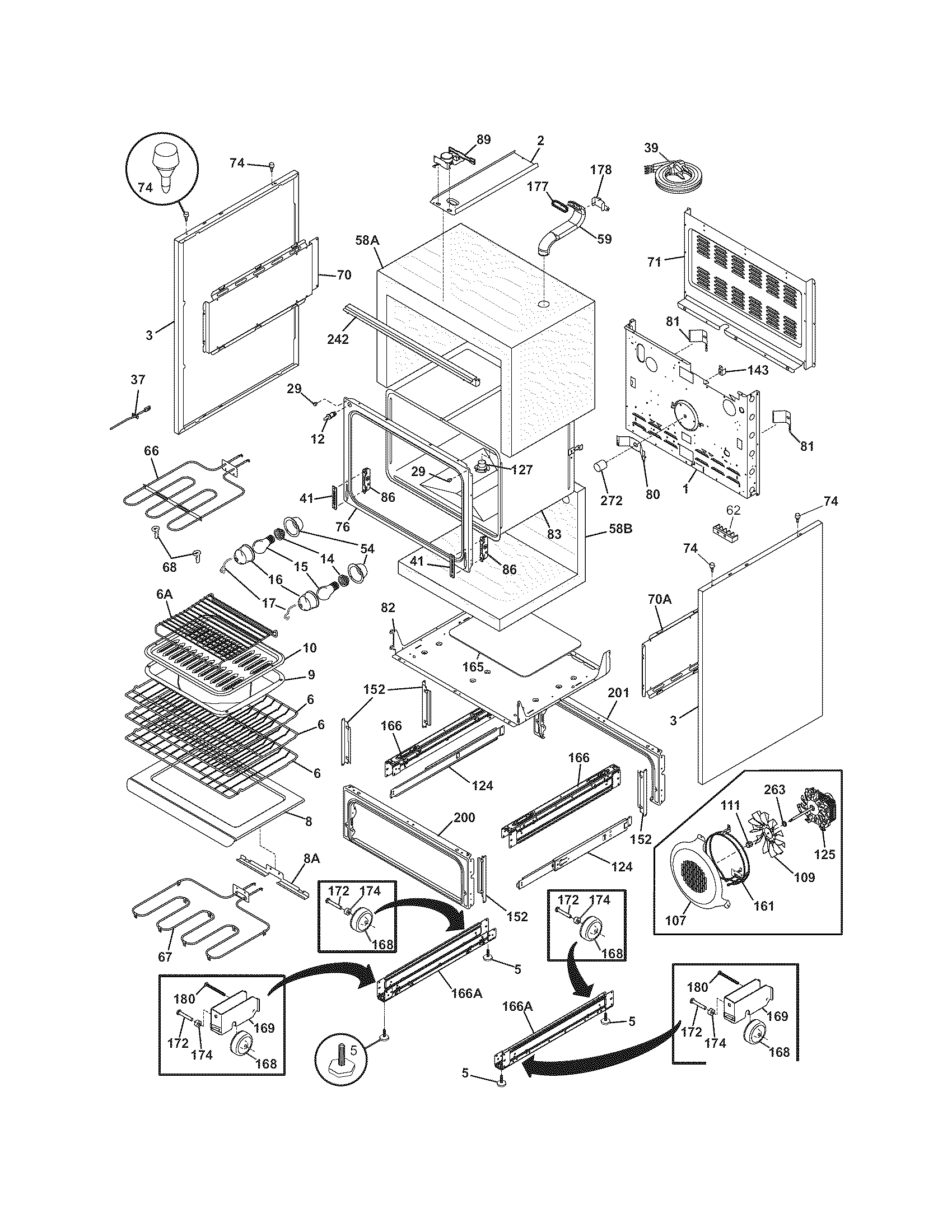Frigidaire PGLEF385EC4 body diagram