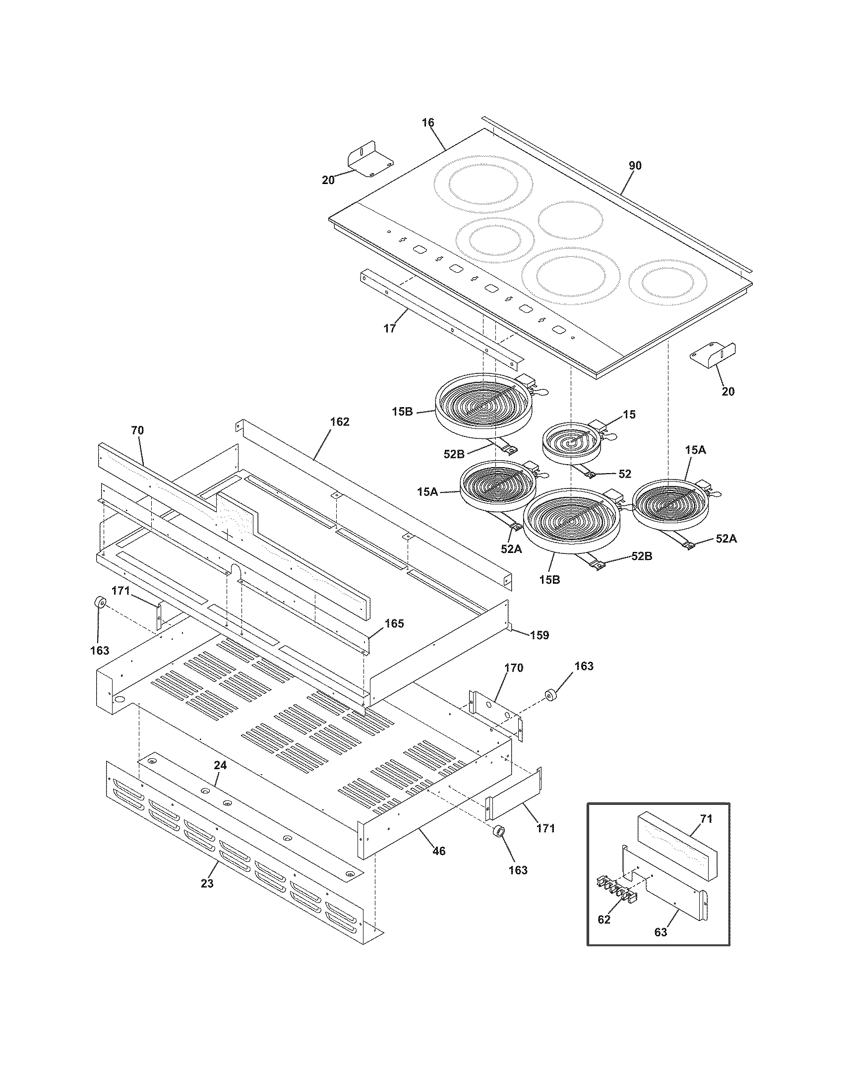 Frigidaire PLEC36S9ECC maintop diagram