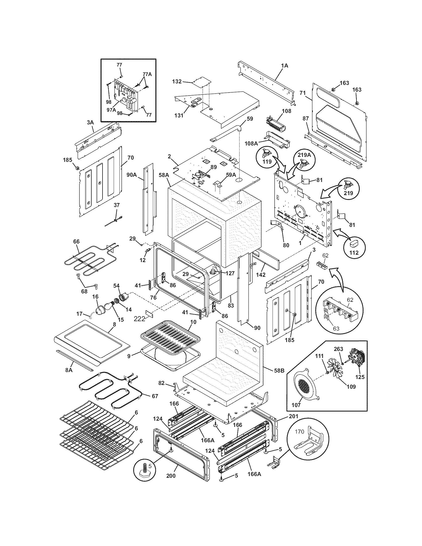 Frigidaire BFES368EC5 body diagram