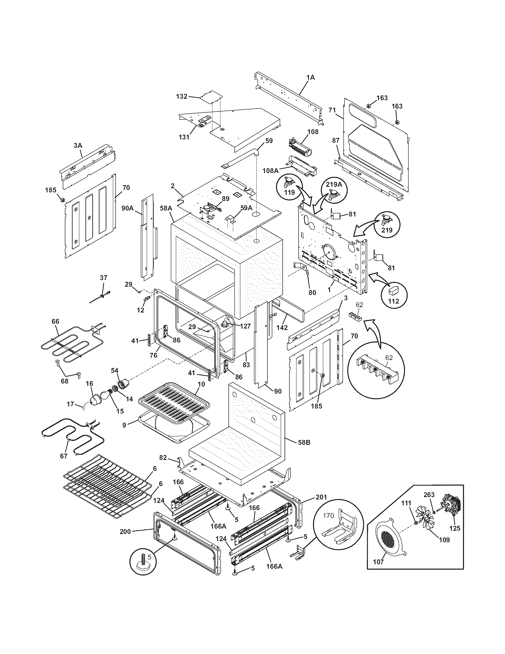 Frigidaire CFES366FC3 body diagram