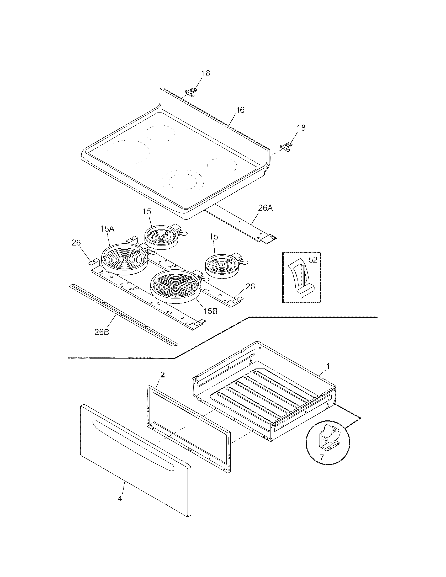Kenmore 79096122409 top/drawer diagram