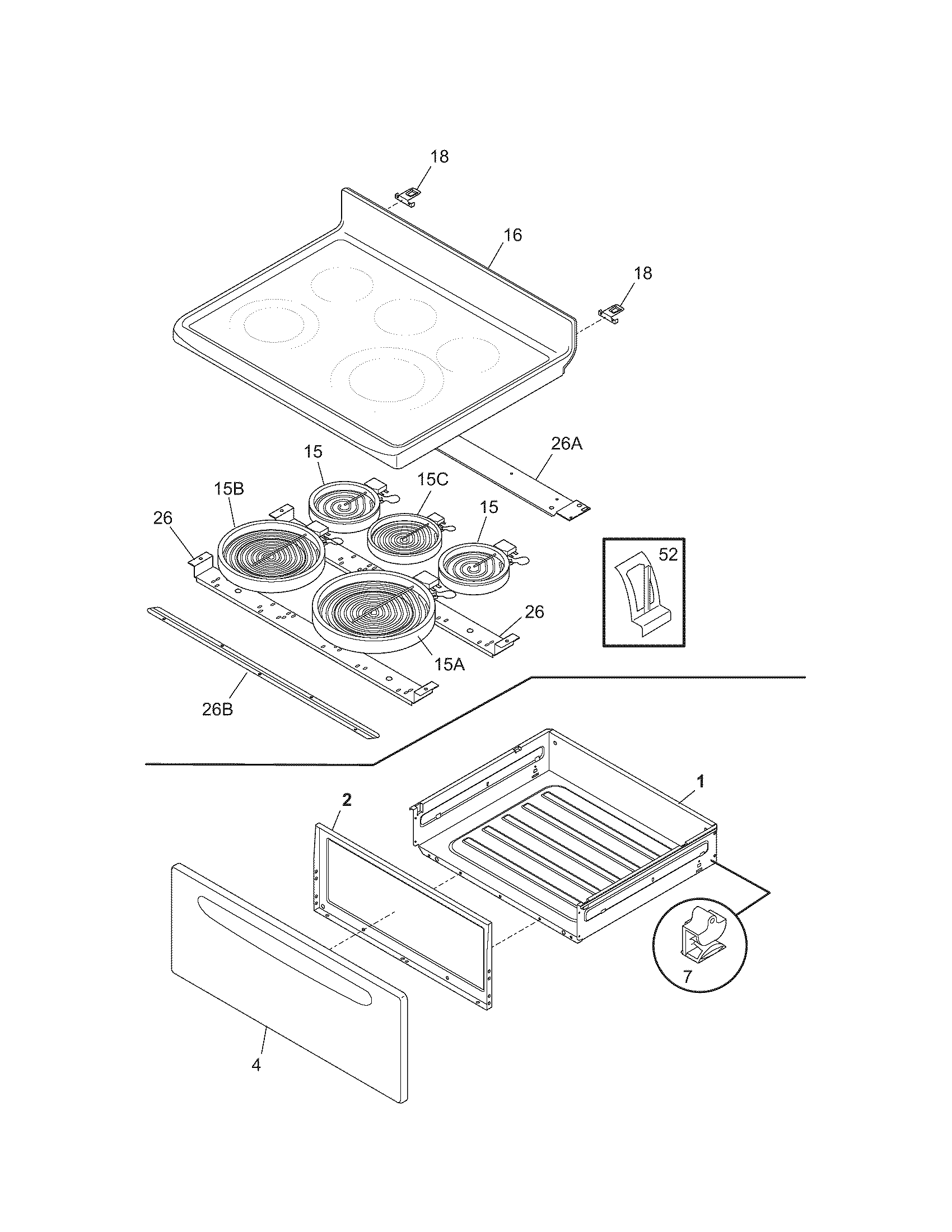 Kenmore 79096349504 top/drawer diagram