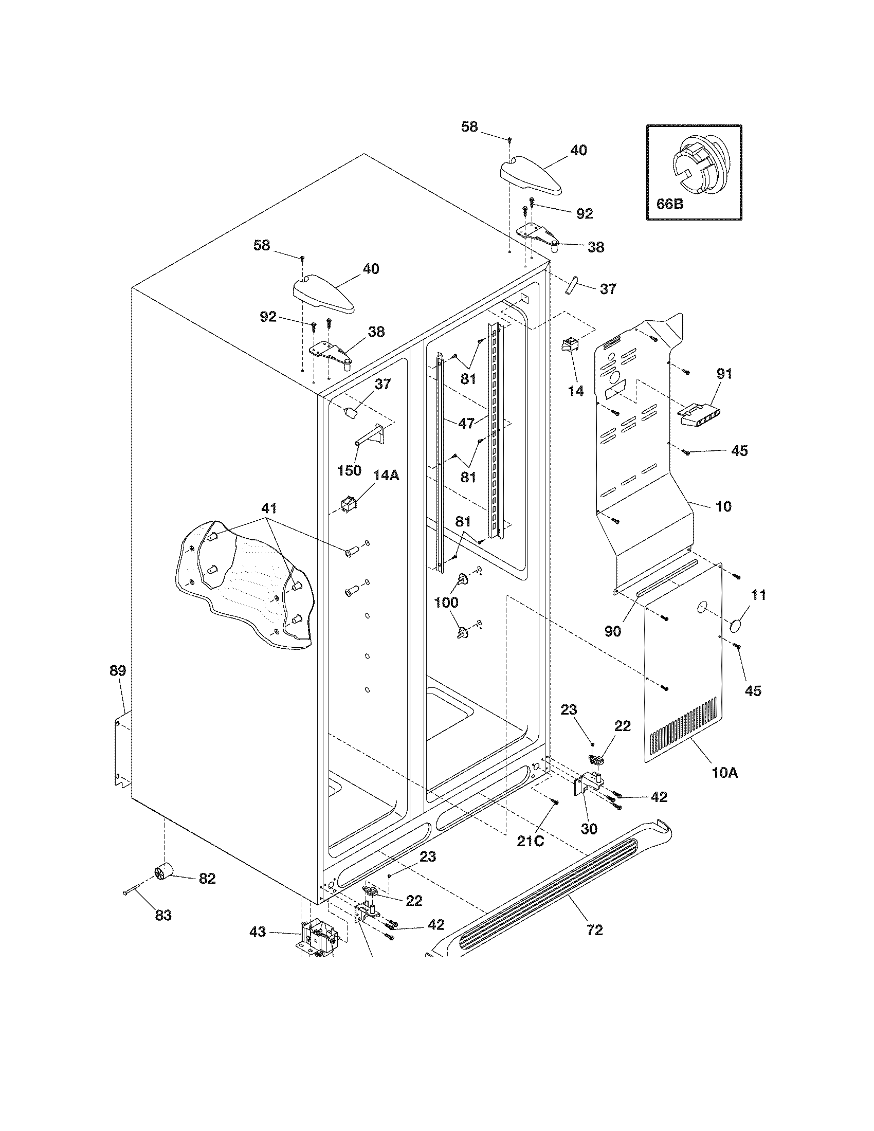 Frigidaire FRS6LR5EM8 cabinet diagram