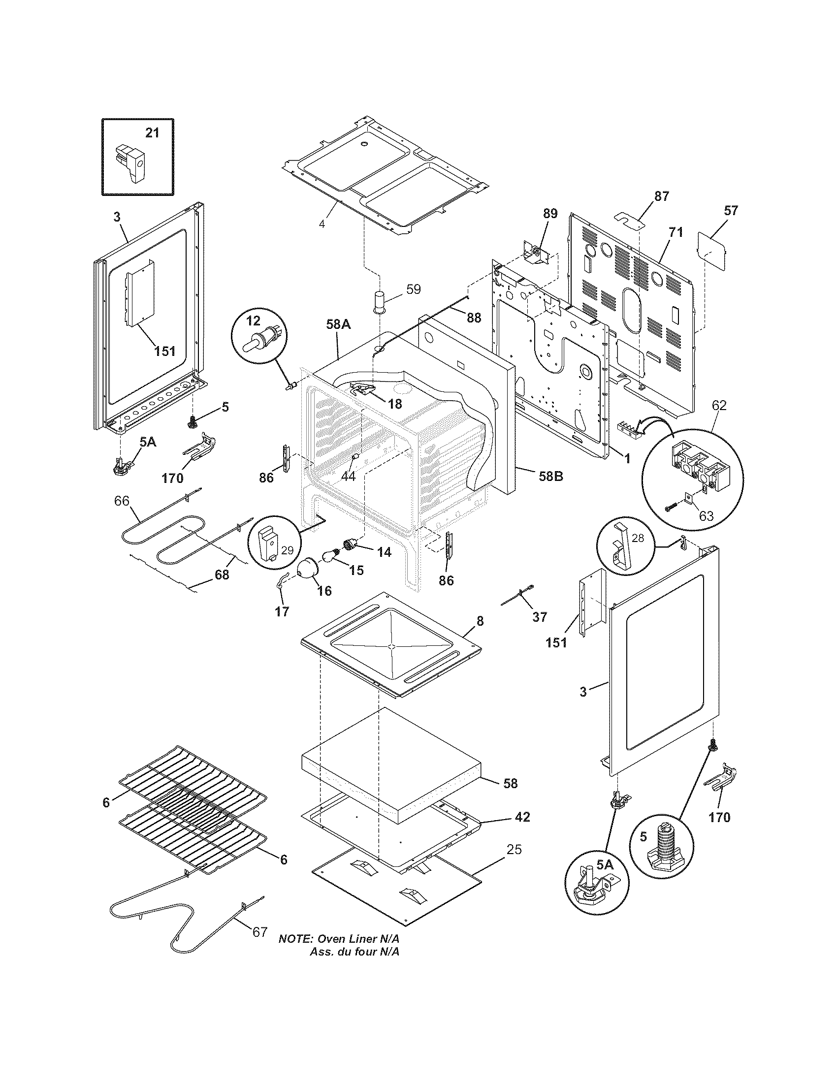 Frigidaire FEF355EQC body diagram