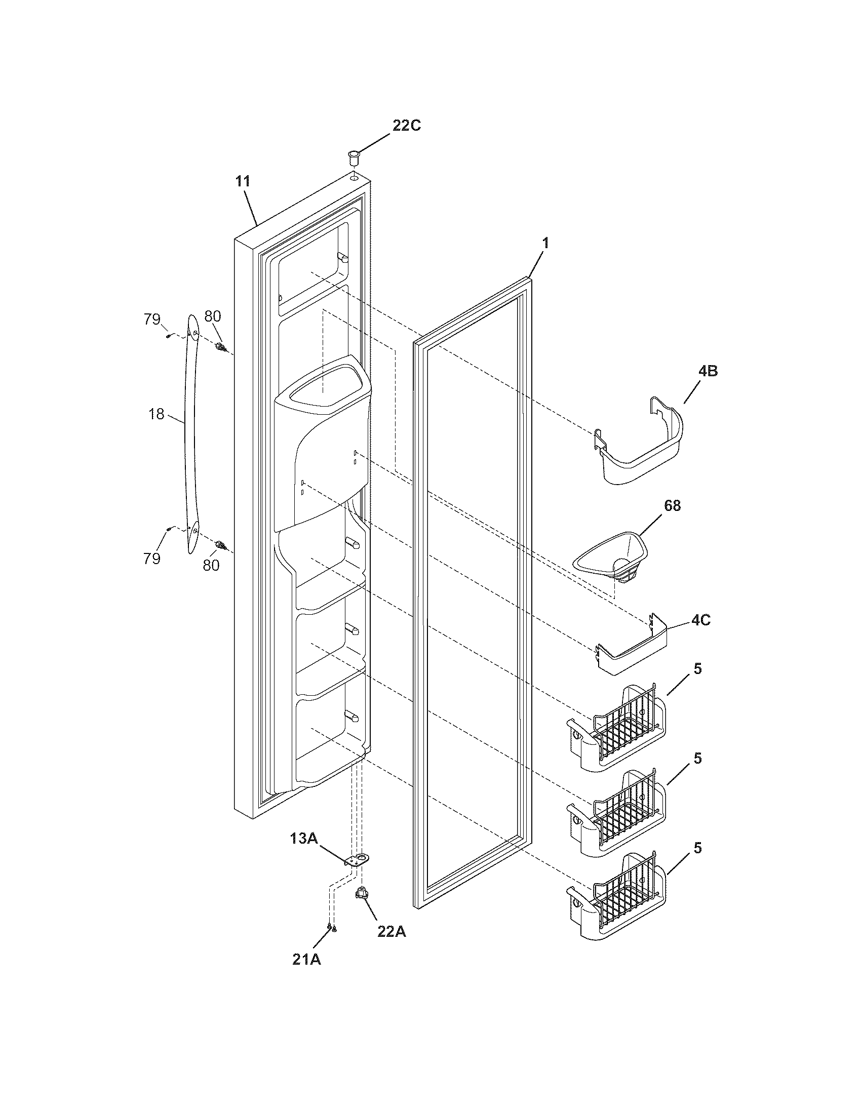 Frigidaire PLHS69EGSS3 freezer door diagram