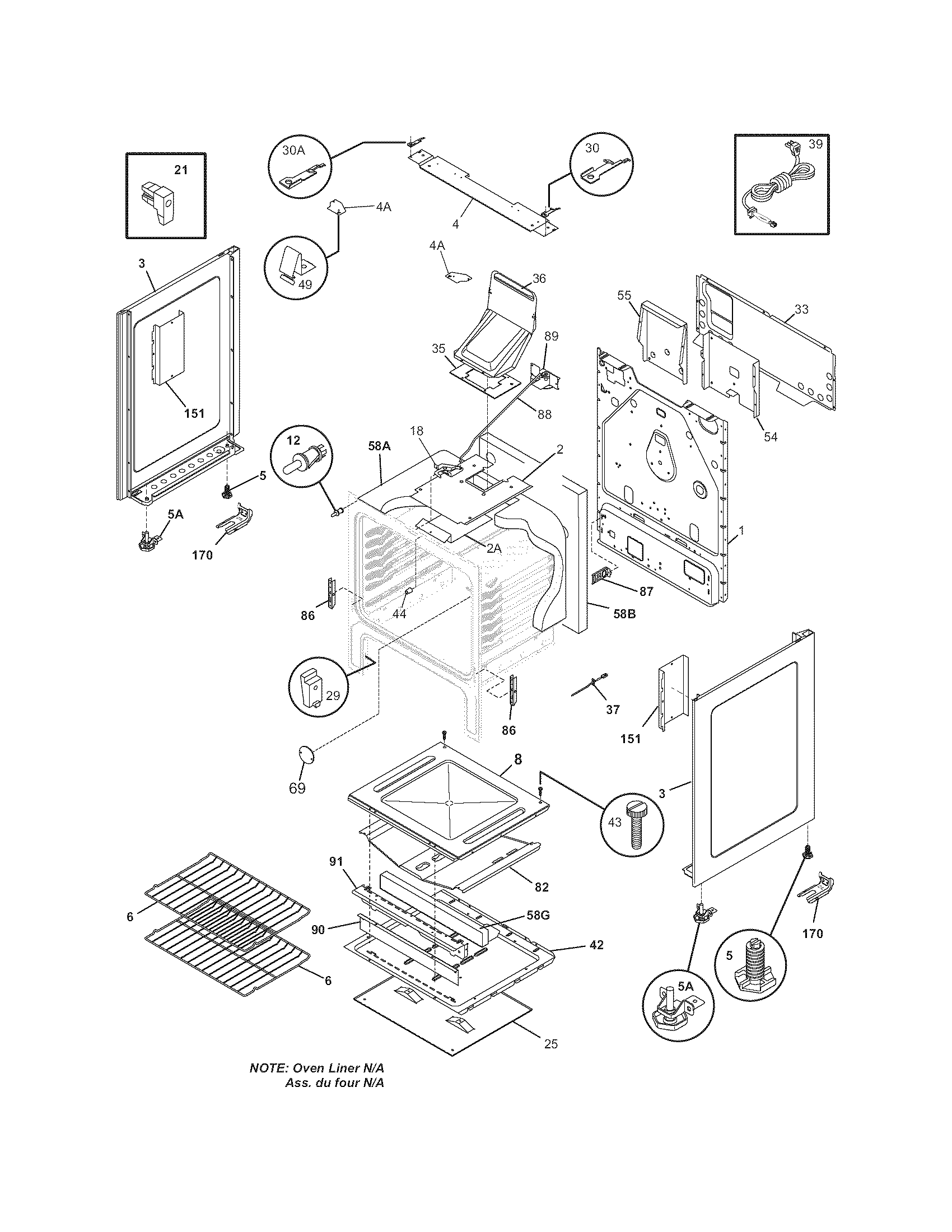 White-Westinghouse WGF350ESE body diagram