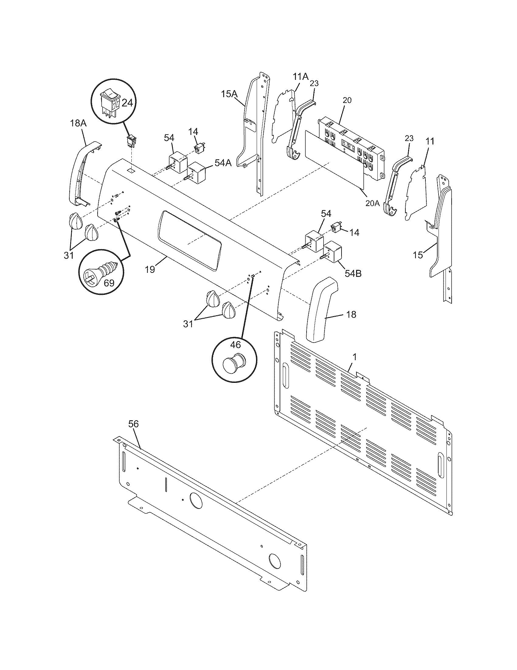 Frigidaire FEFL63FSB backguard diagram