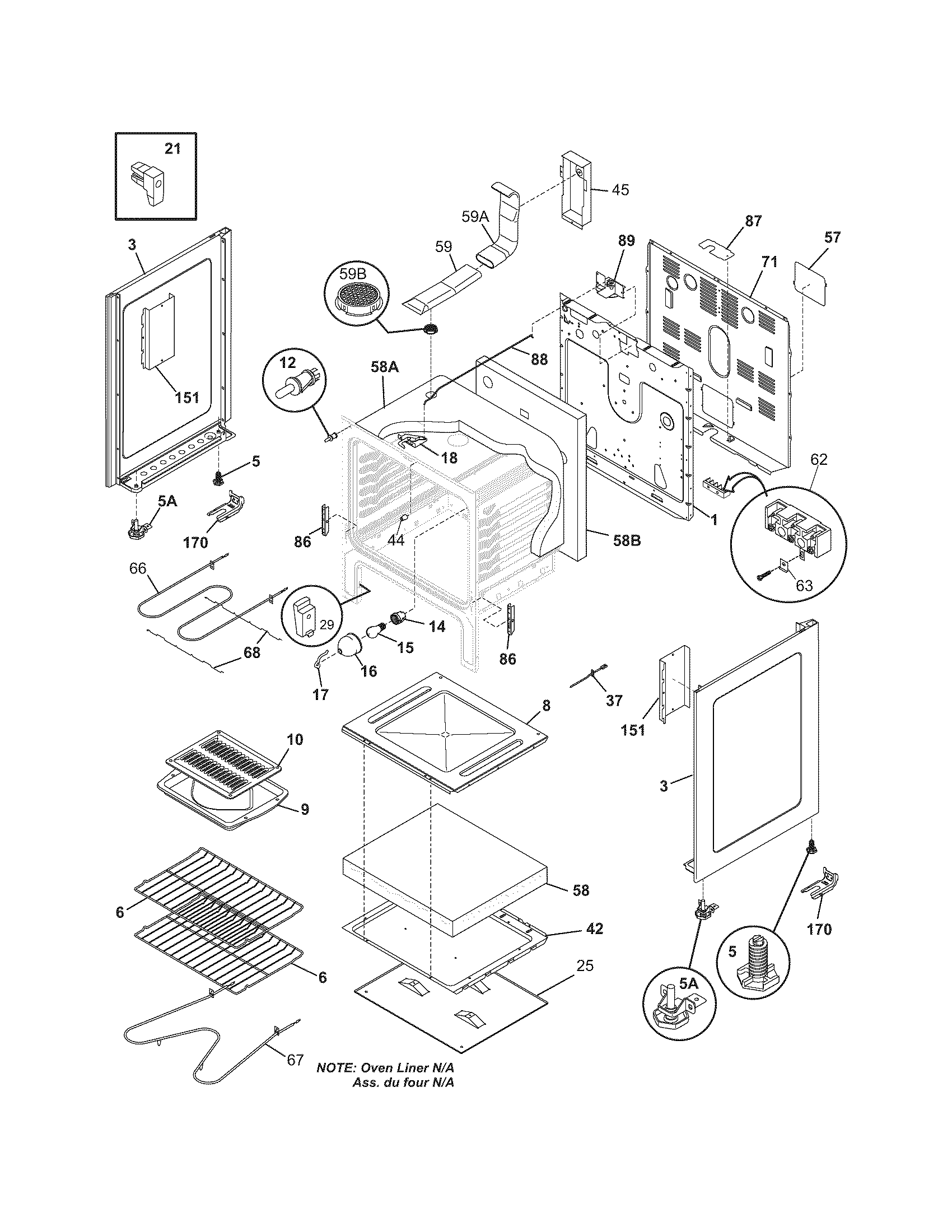 Frigidaire FEFL63FSB body diagram