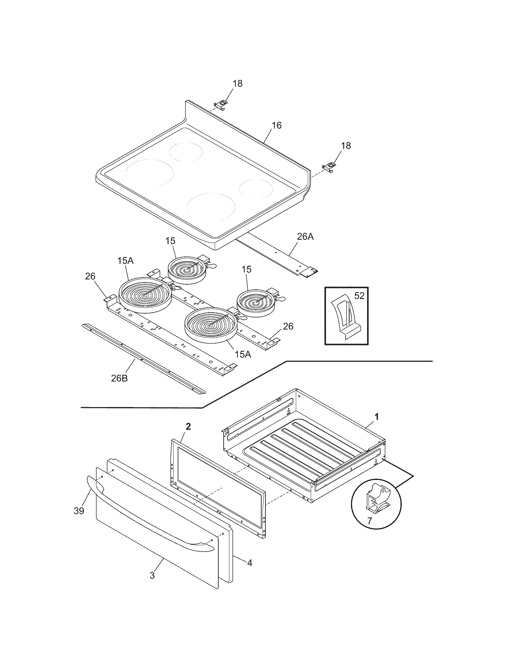 Kenmore 79096018503 top/drawer diagram