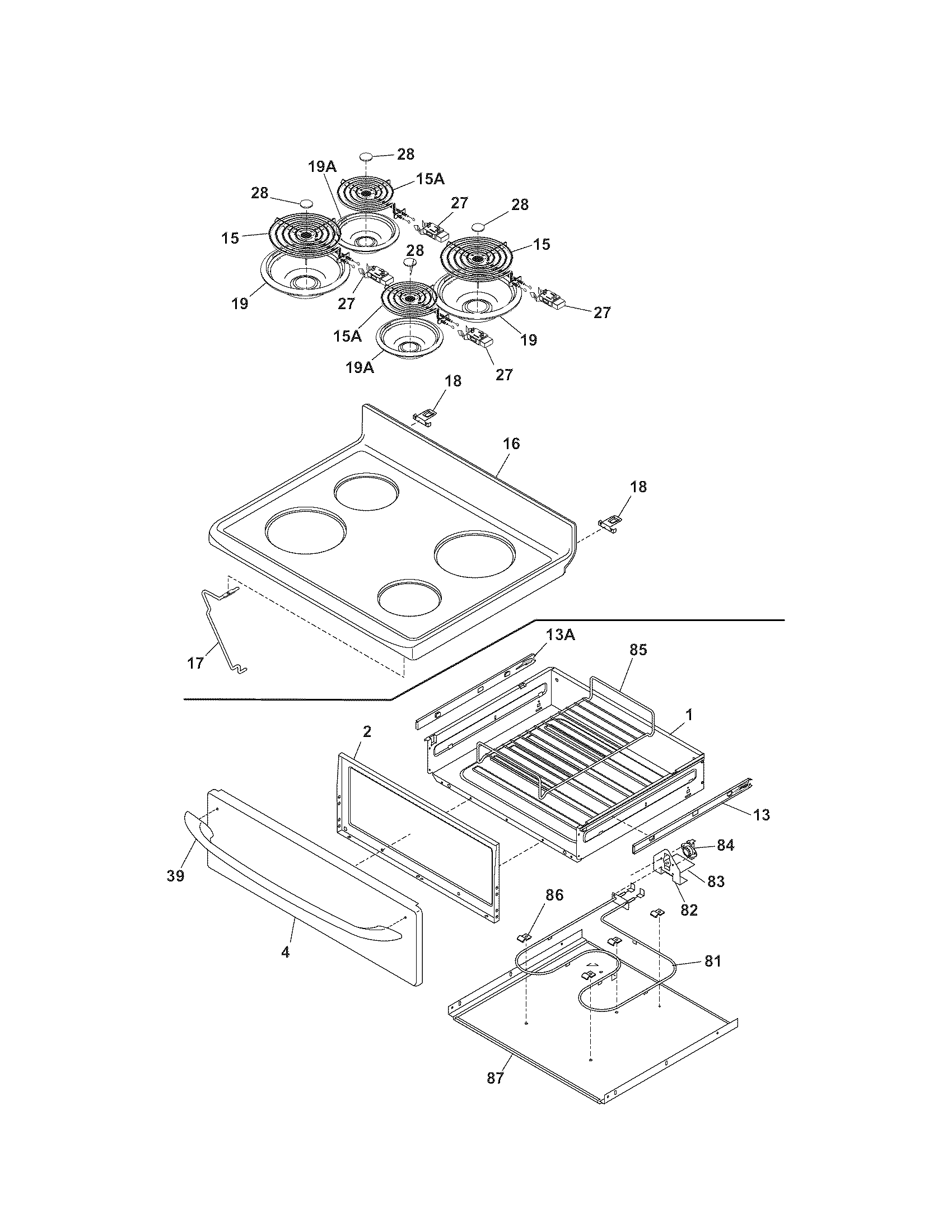Kenmore 7909421340B top/drawer diagram