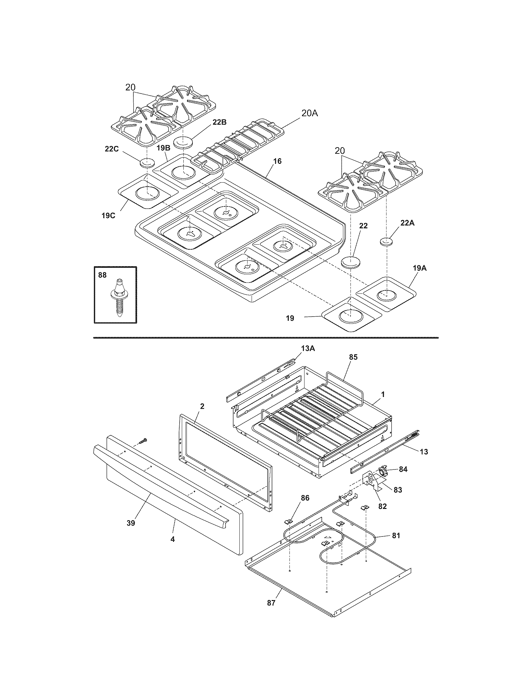 Kenmore 79078653602 top/drawer diagram