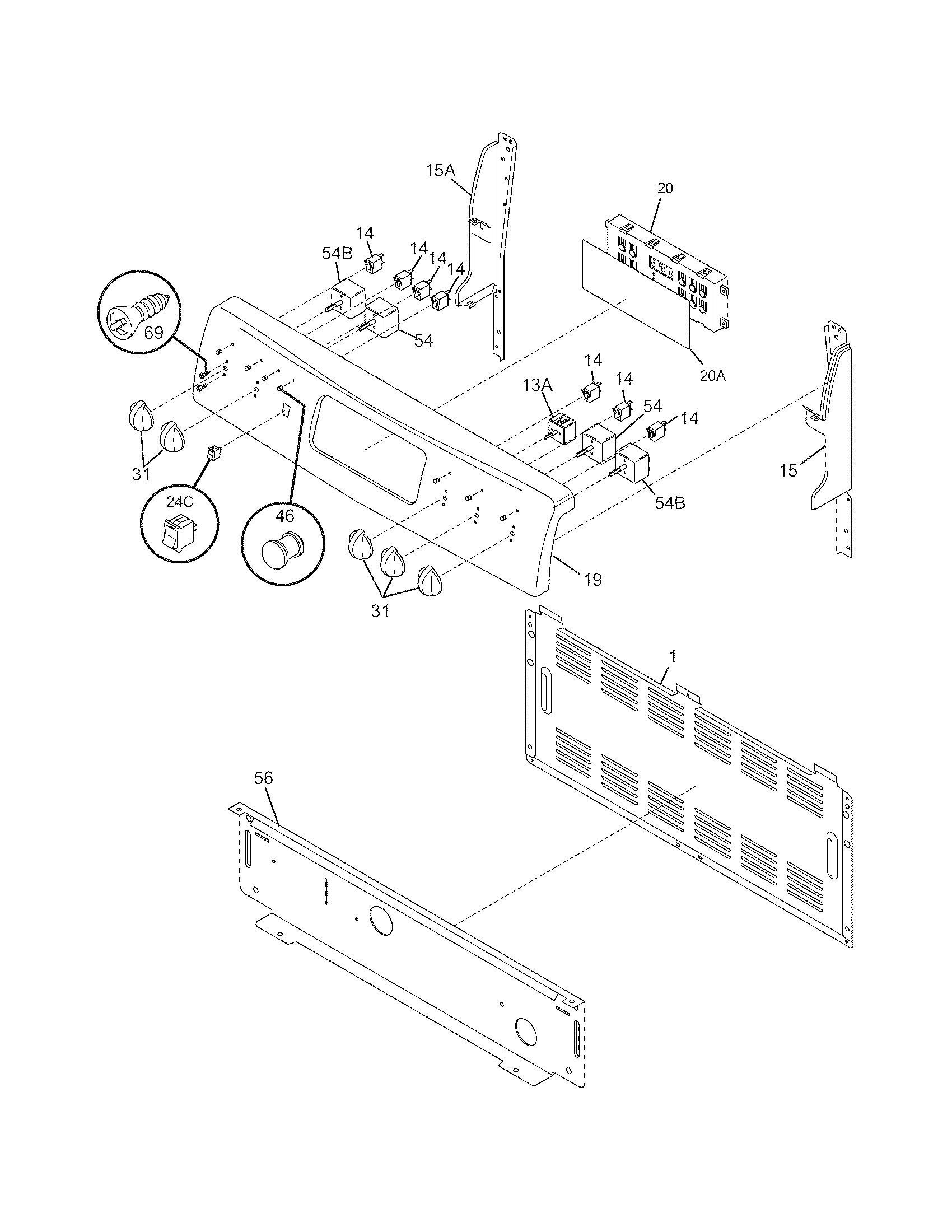 Frigidaire GLEF379DBK backguard diagram