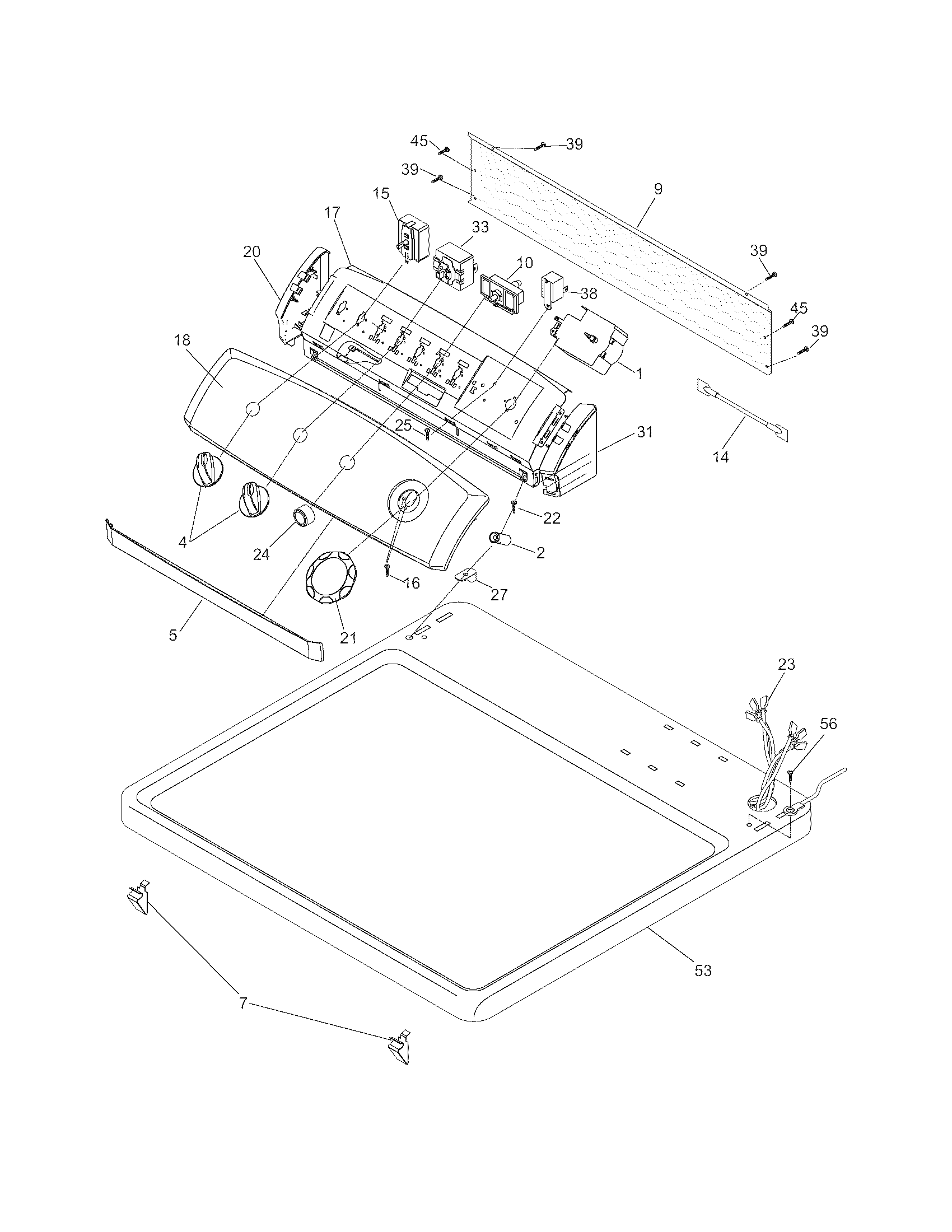 Frigidaire FER641FS0 controls/top panel diagram
