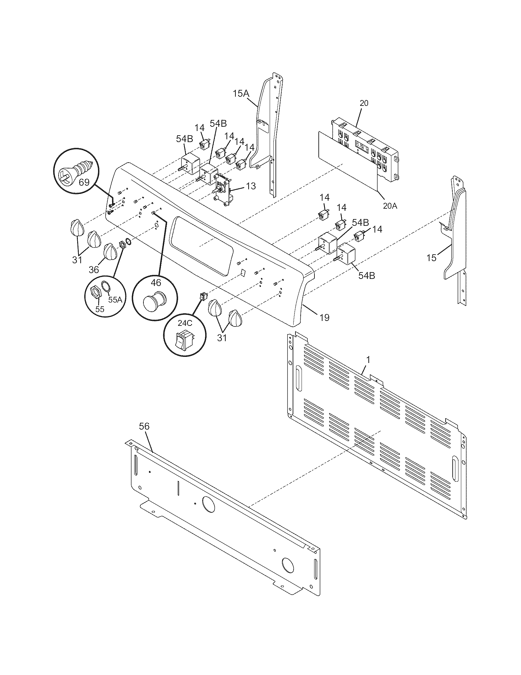 Frigidaire FEFLMC55FCC backguard diagram